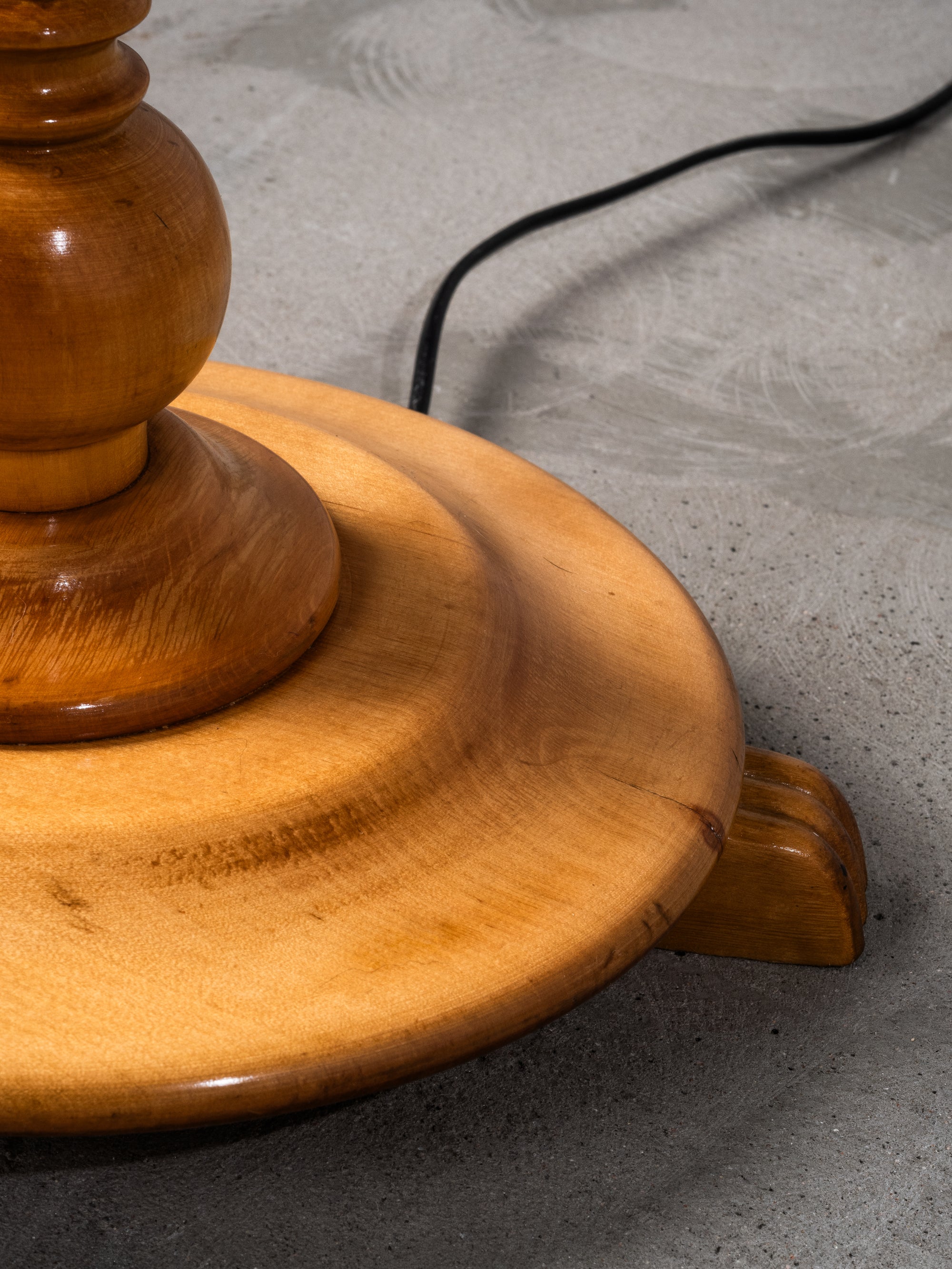 Art Deco Floor Lamp with Spiral Carved Birch Stem, Finland, 1940s
