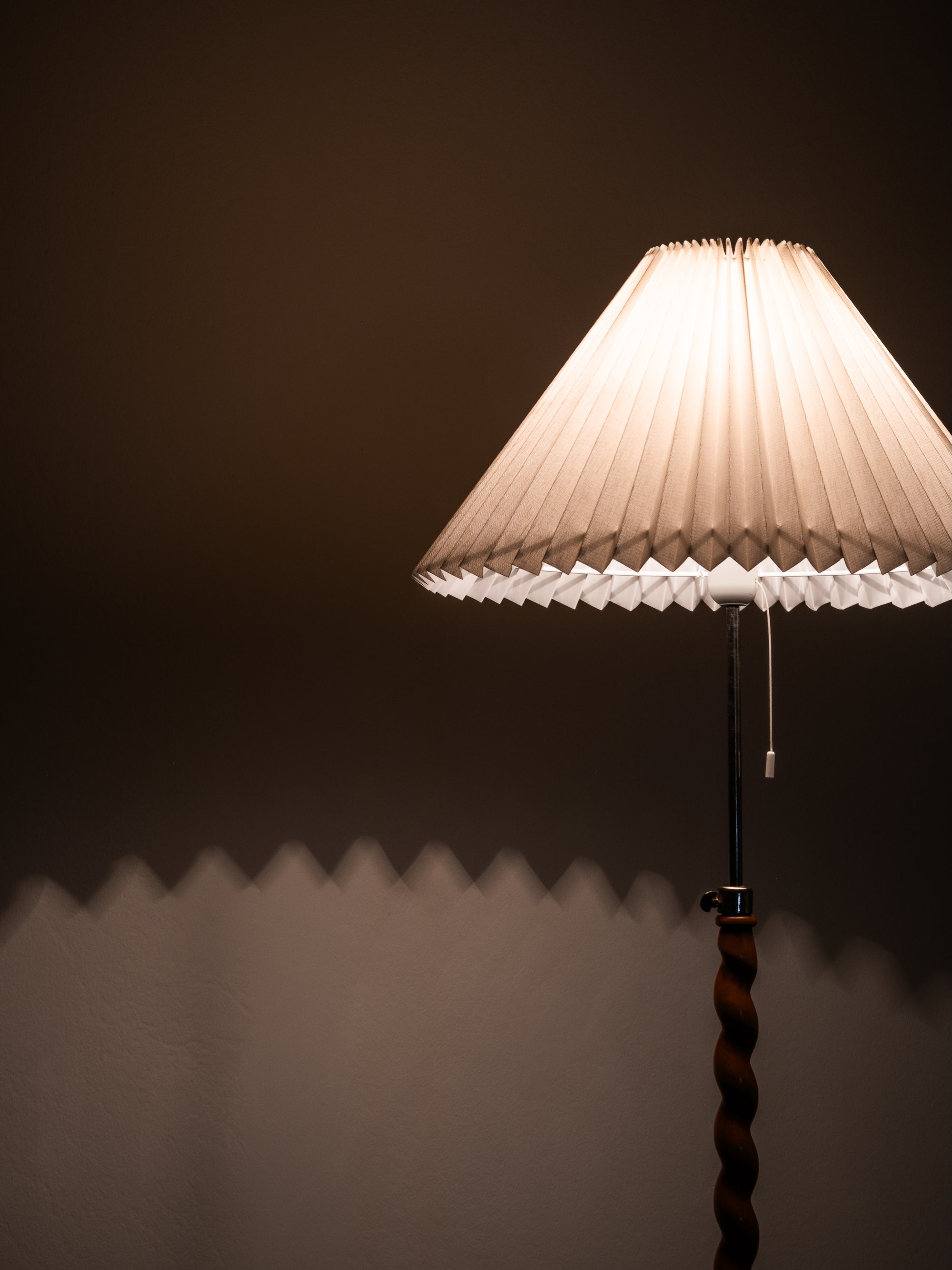 Art Deco Floor Lamp with Spiral Carved Birch Stem, Finland, 1940s