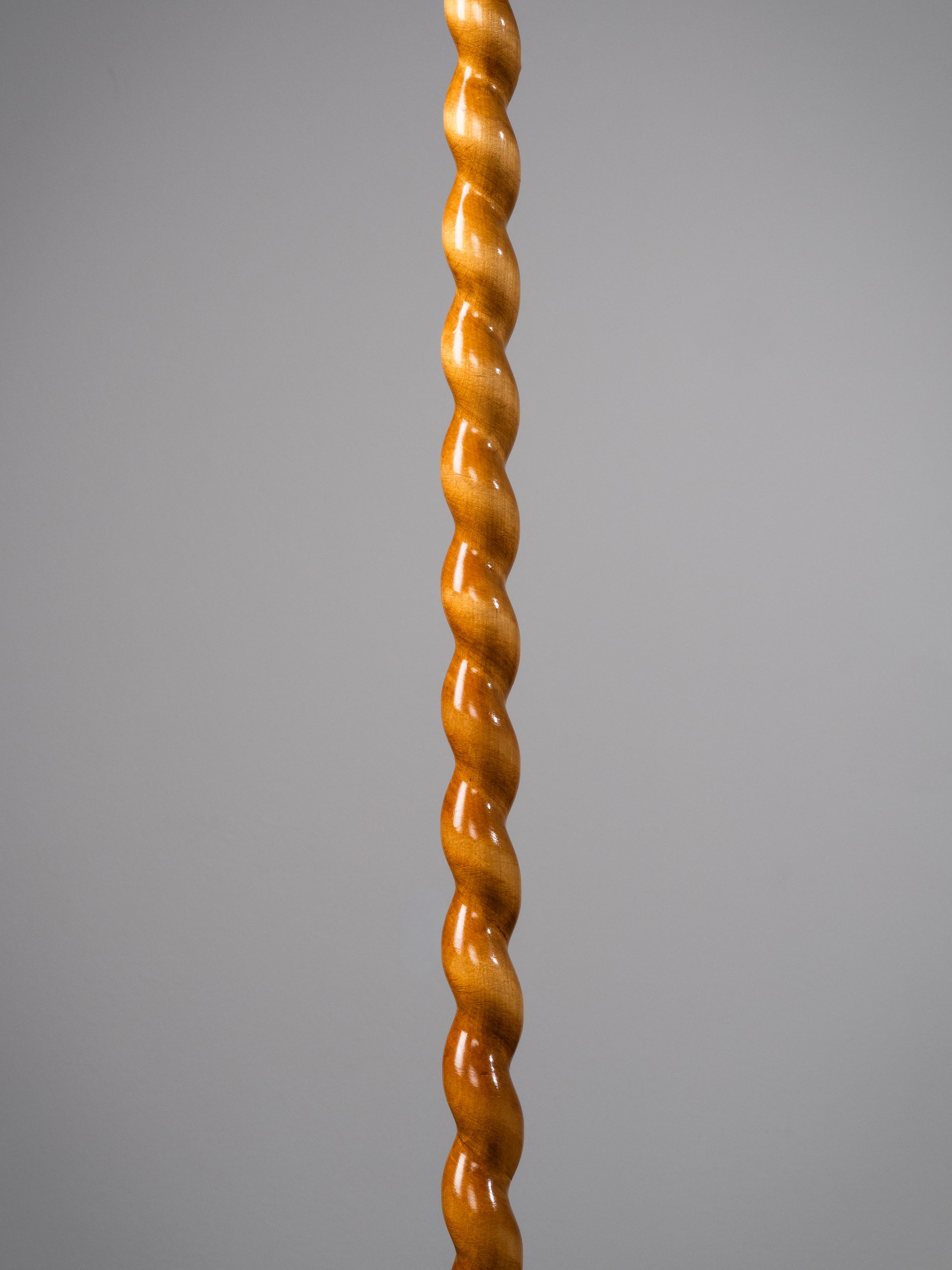 Art Deco Floor Lamp with Spiral Carved Birch Stem, Finland, 1940s