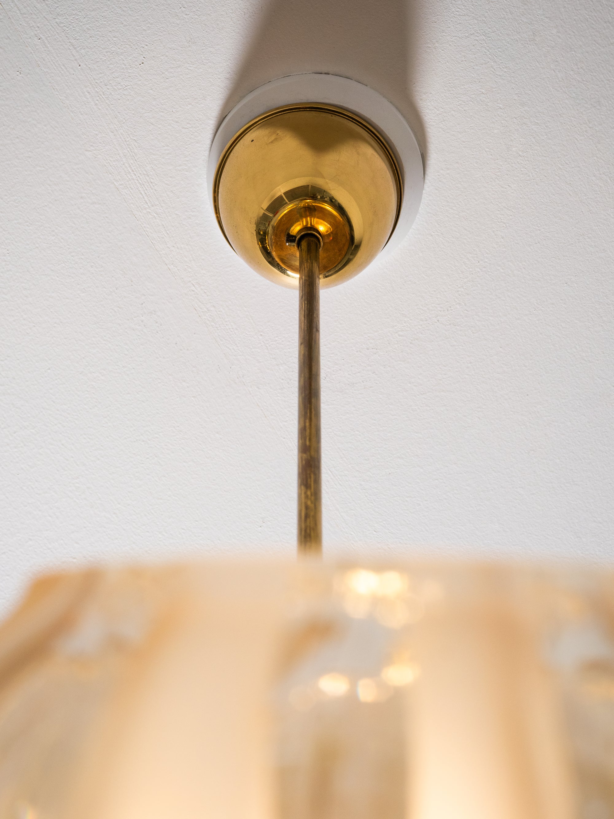 Pair of Brass &amp; Glass Model 76 Pendants by Hyval, Finland, 1960s