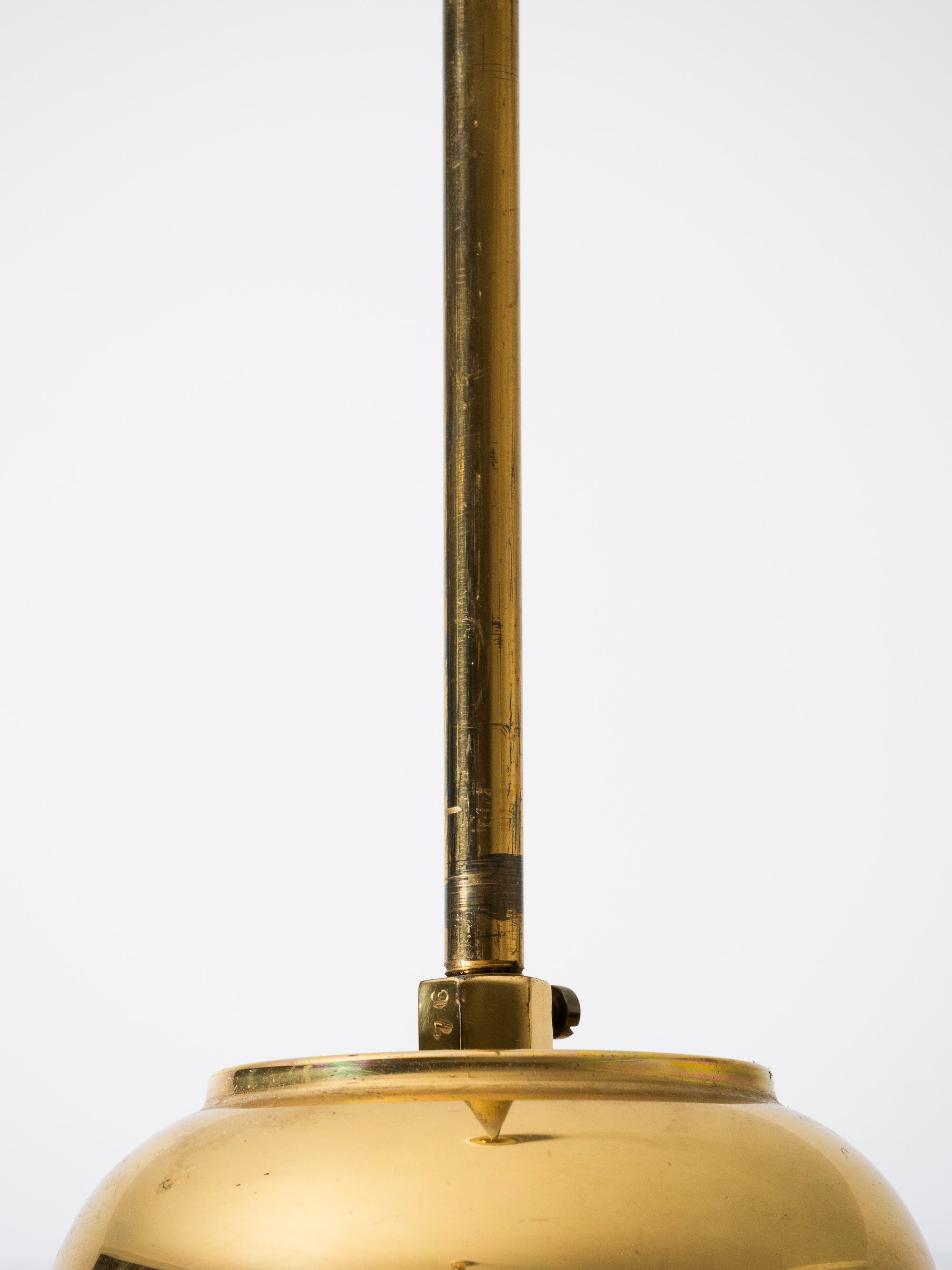 Pair of Brass &amp; Glass Model 76 Pendants by Hyval, Finland, 1960s