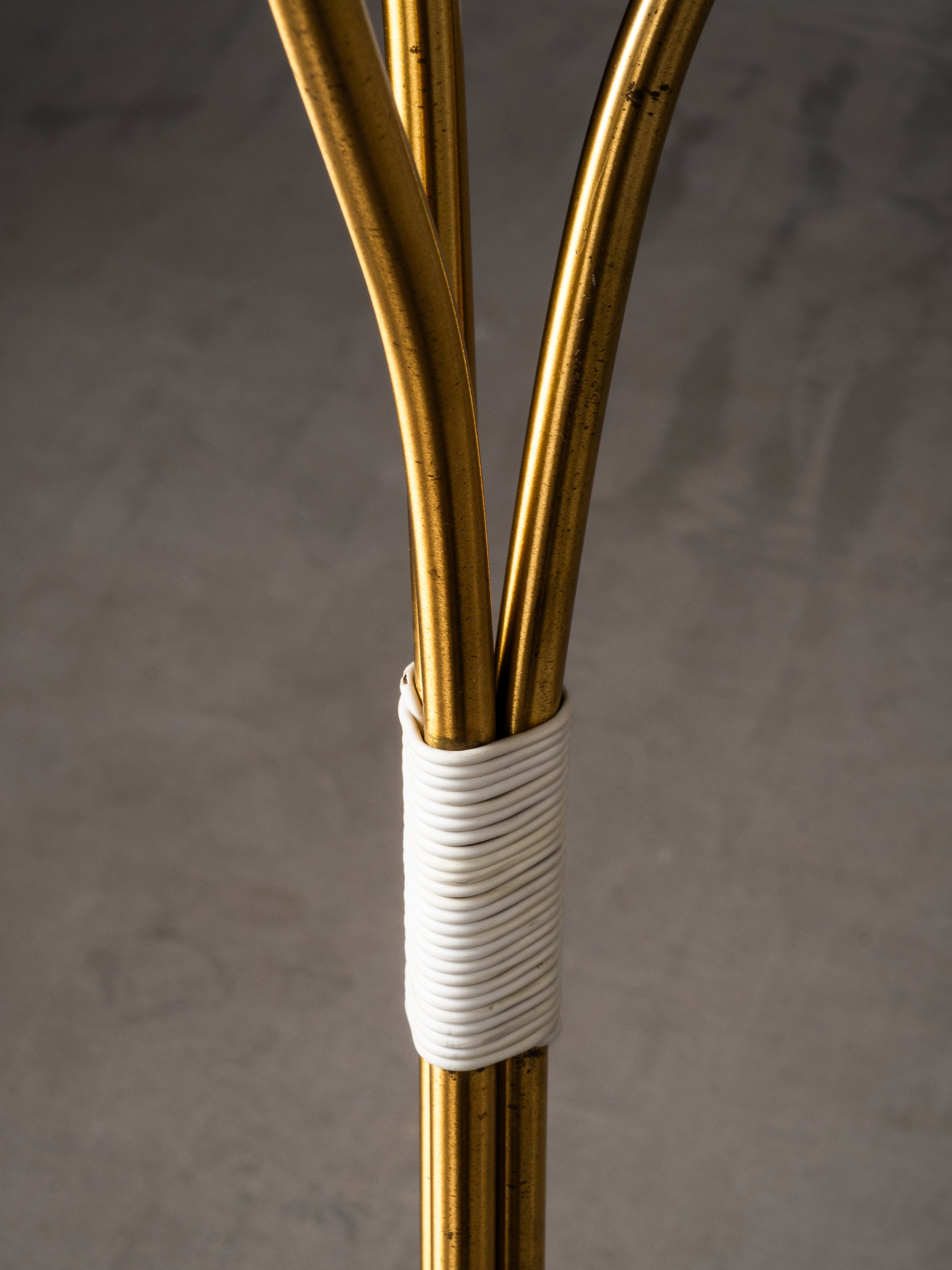 Mid-Century Modern Brass &amp; Frosted Glass Floor Lamp, Sweden, 1950s