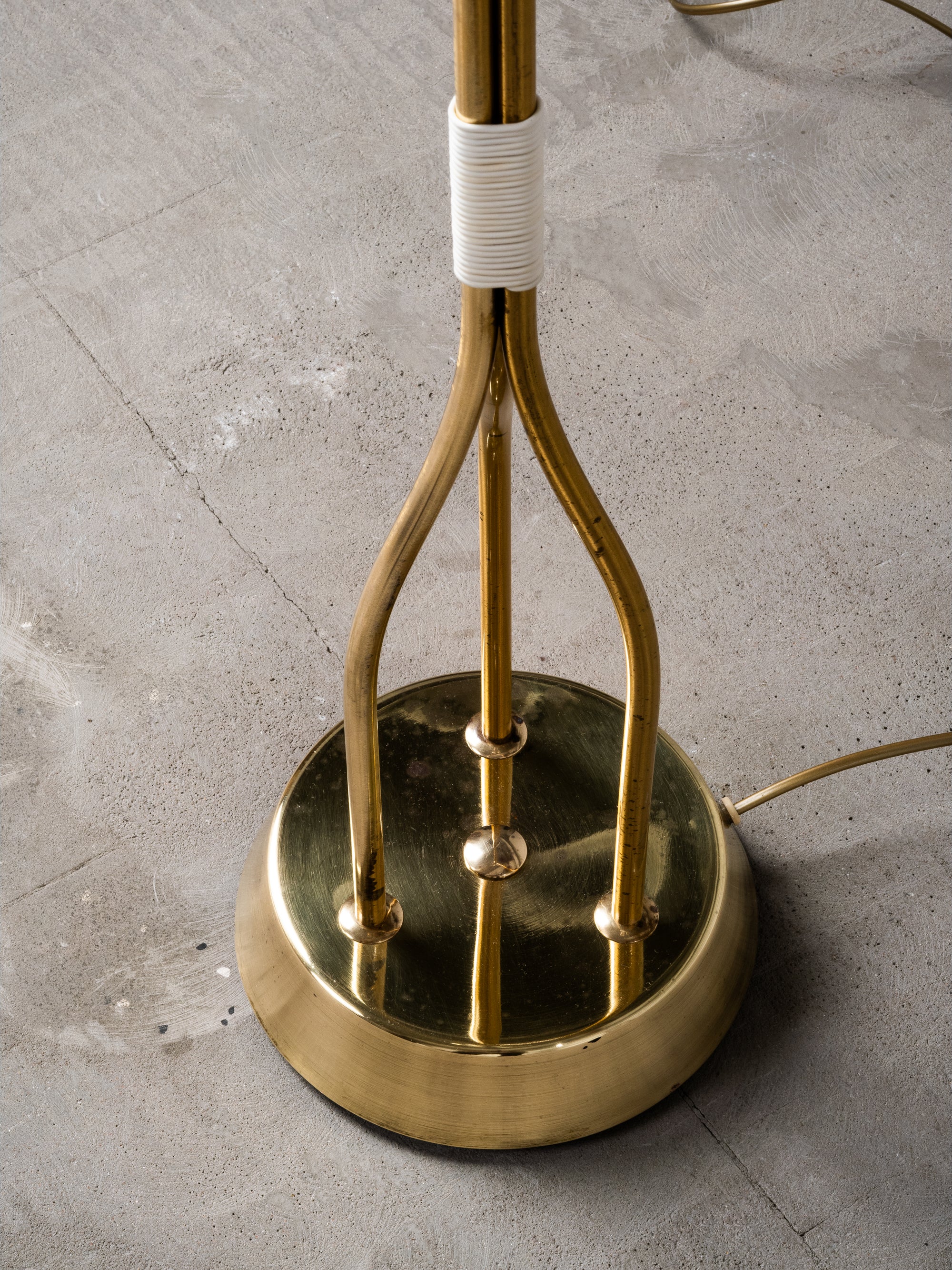 Mid-Century Modern Brass &amp; Frosted Glass Floor Lamp, Sweden, 1950s