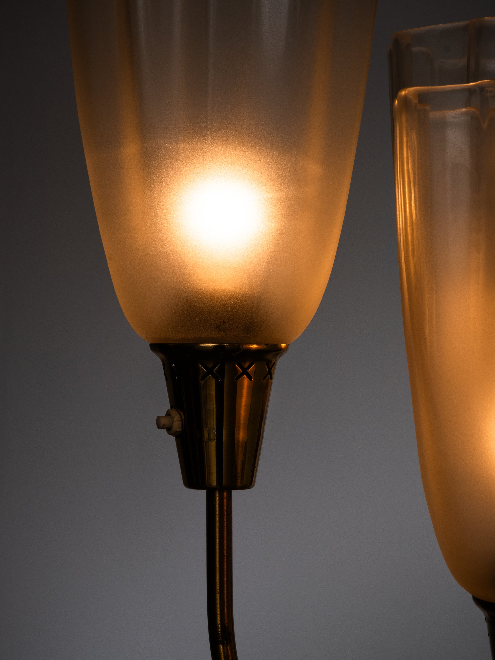Mid-Century Modern Brass &amp; Frosted Glass Floor Lamp, Sweden, 1950s