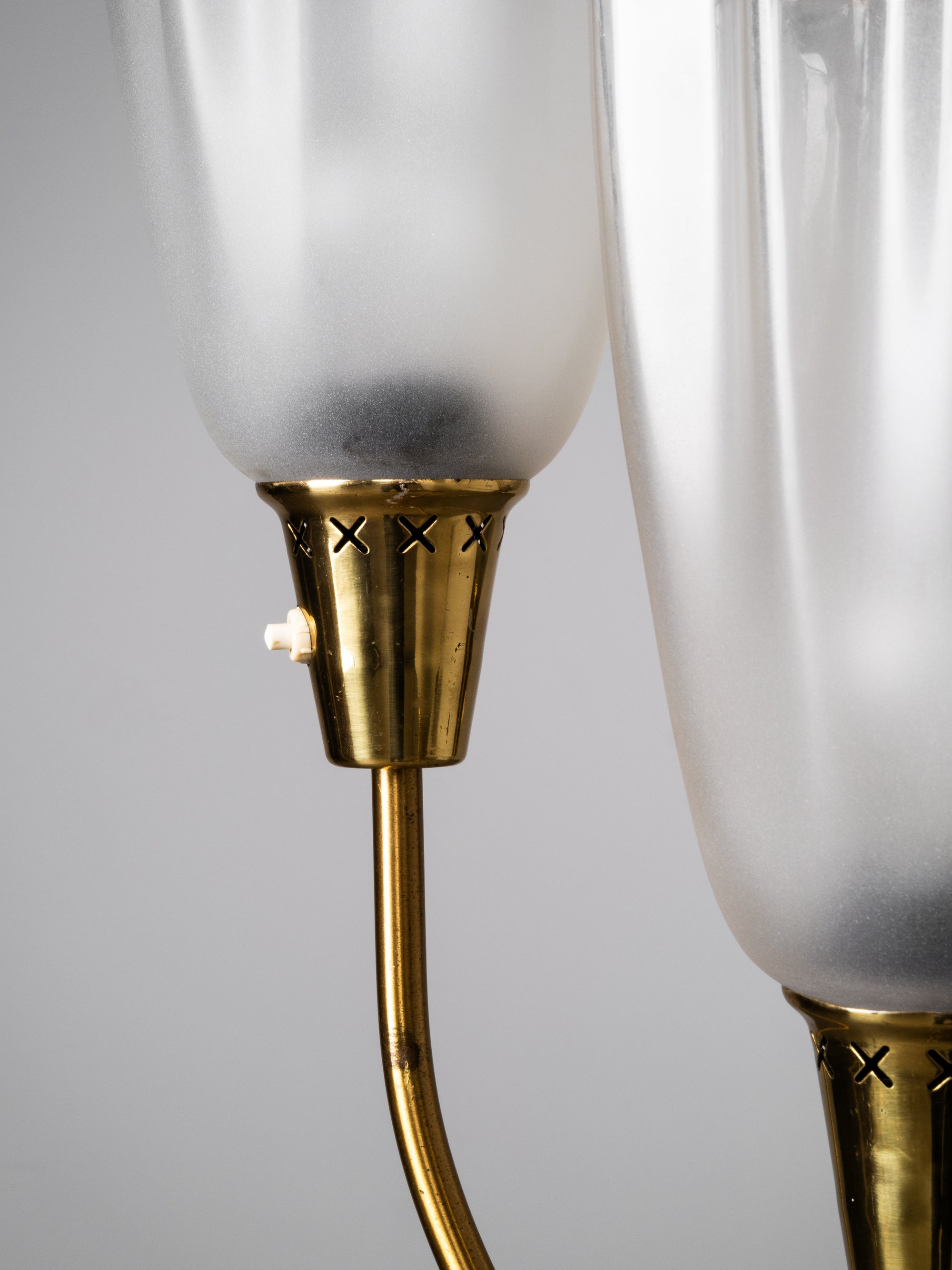Mid-Century Modern Brass &amp; Frosted Glass Floor Lamp, Sweden, 1950s