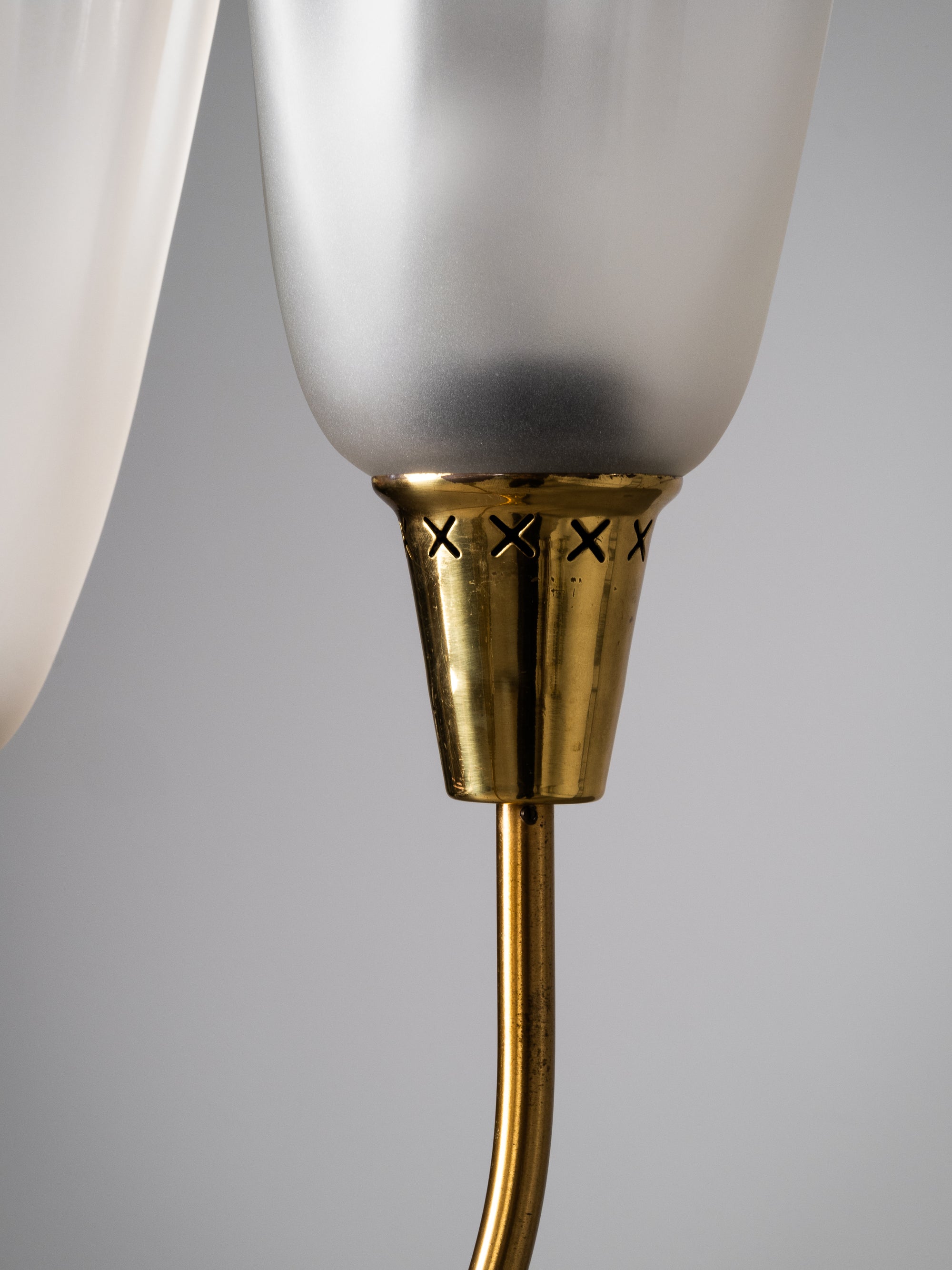 Mid-Century Modern Brass &amp; Frosted Glass Floor Lamp, Sweden, 1950s