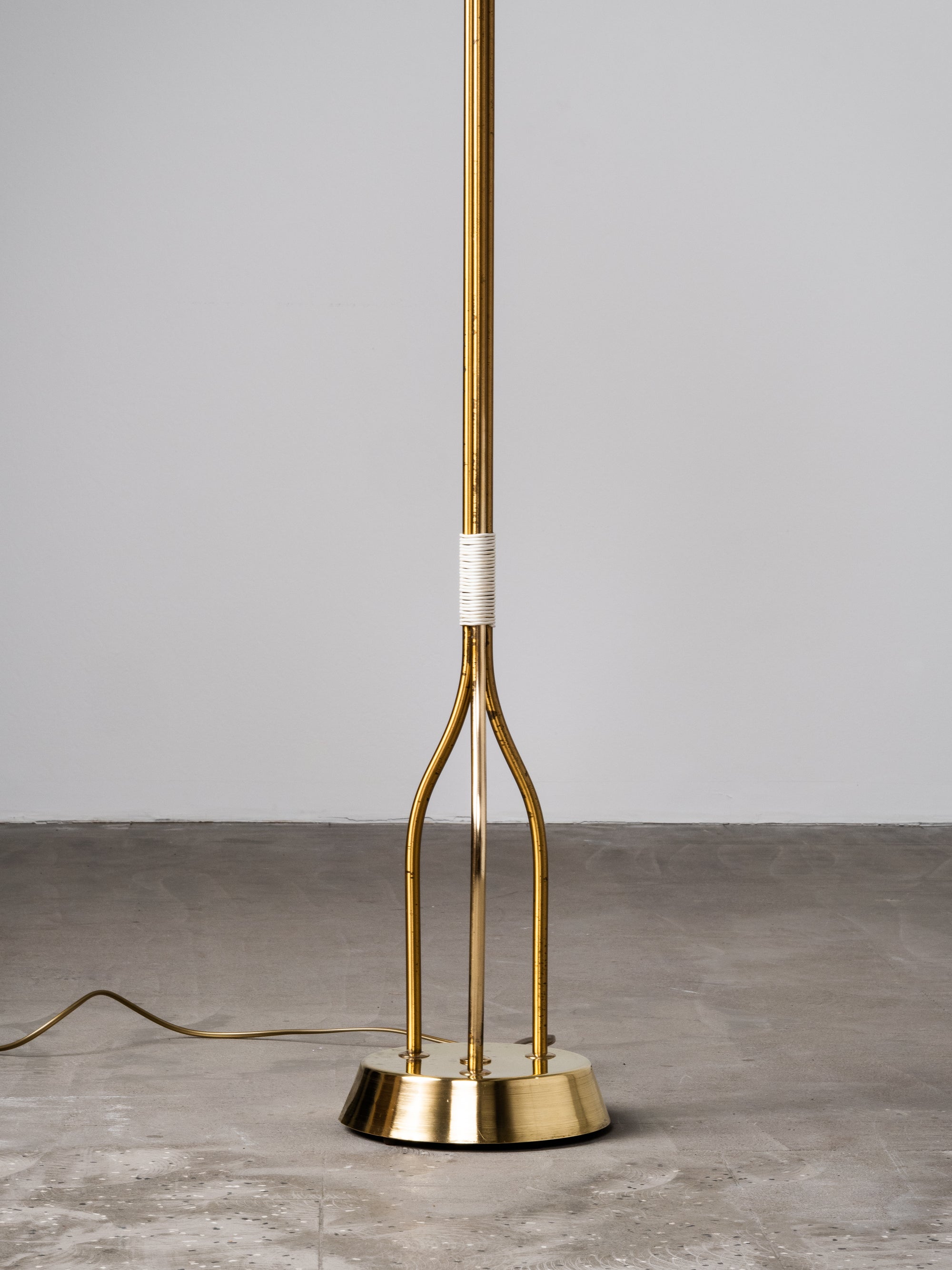 Mid-Century Modern Brass &amp; Frosted Glass Floor Lamp, Sweden, 1950s