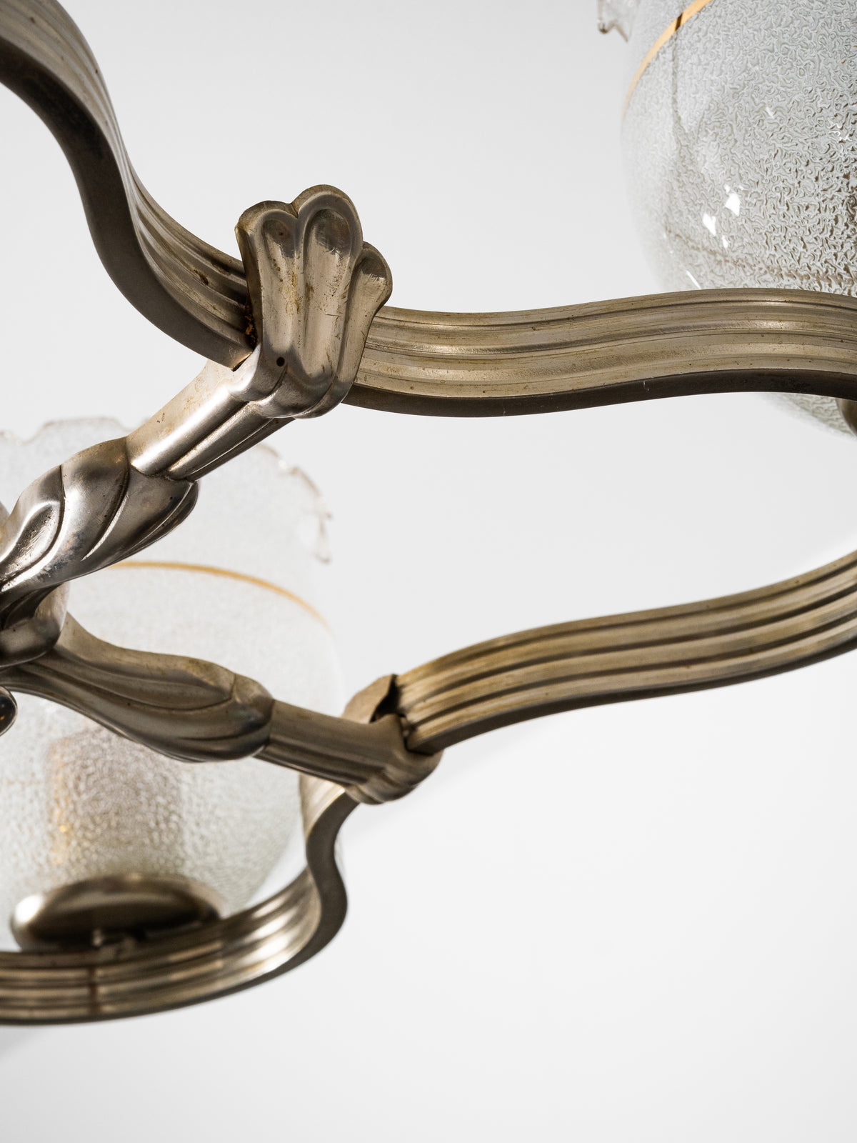 Finnish Art Deco Nickel-Plated Brass, String &amp; Glass Chandelier, 1930s
