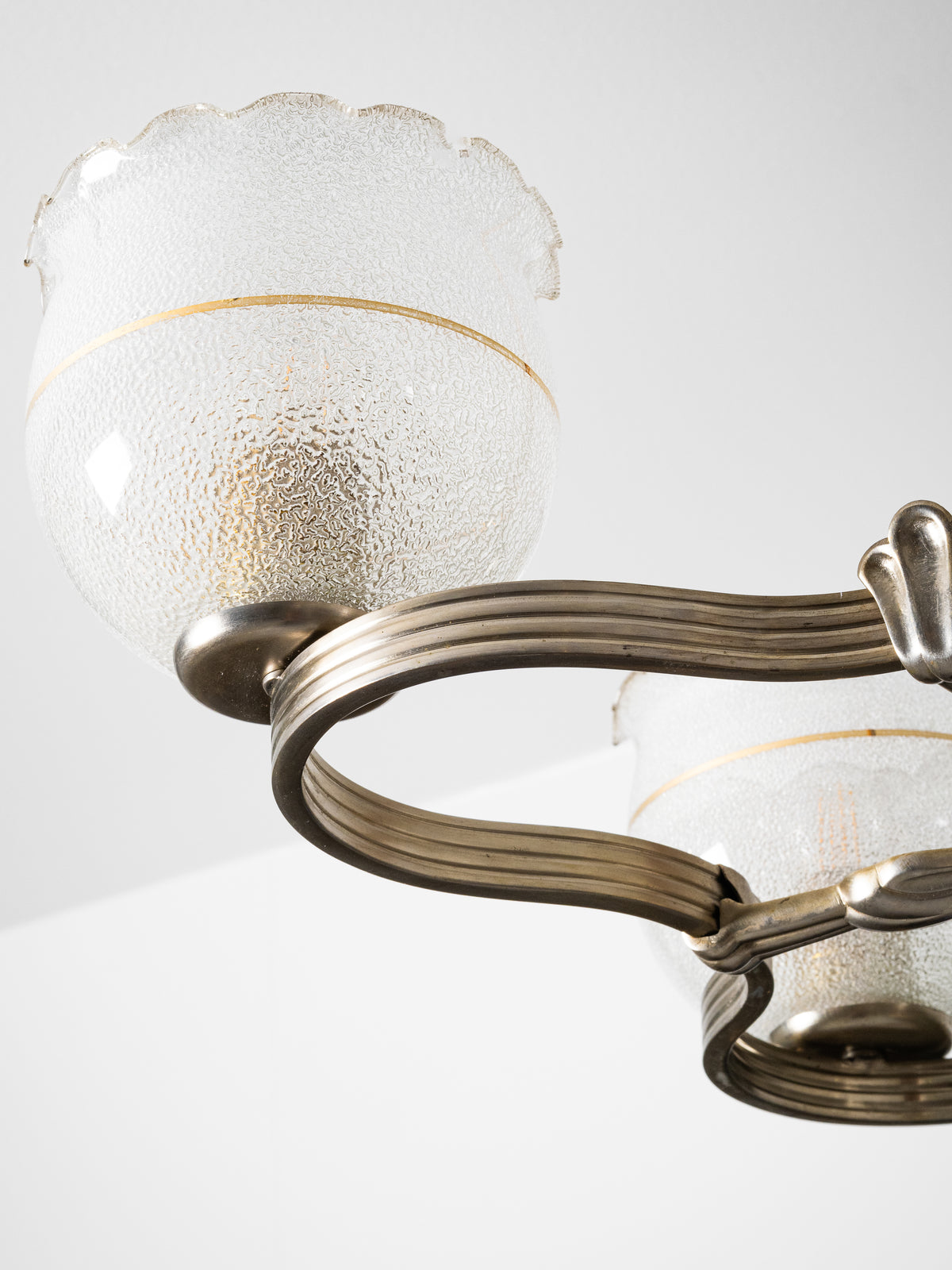 Finnish Art Deco Nickel-Plated Brass, String &amp; Glass Chandelier, 1930s