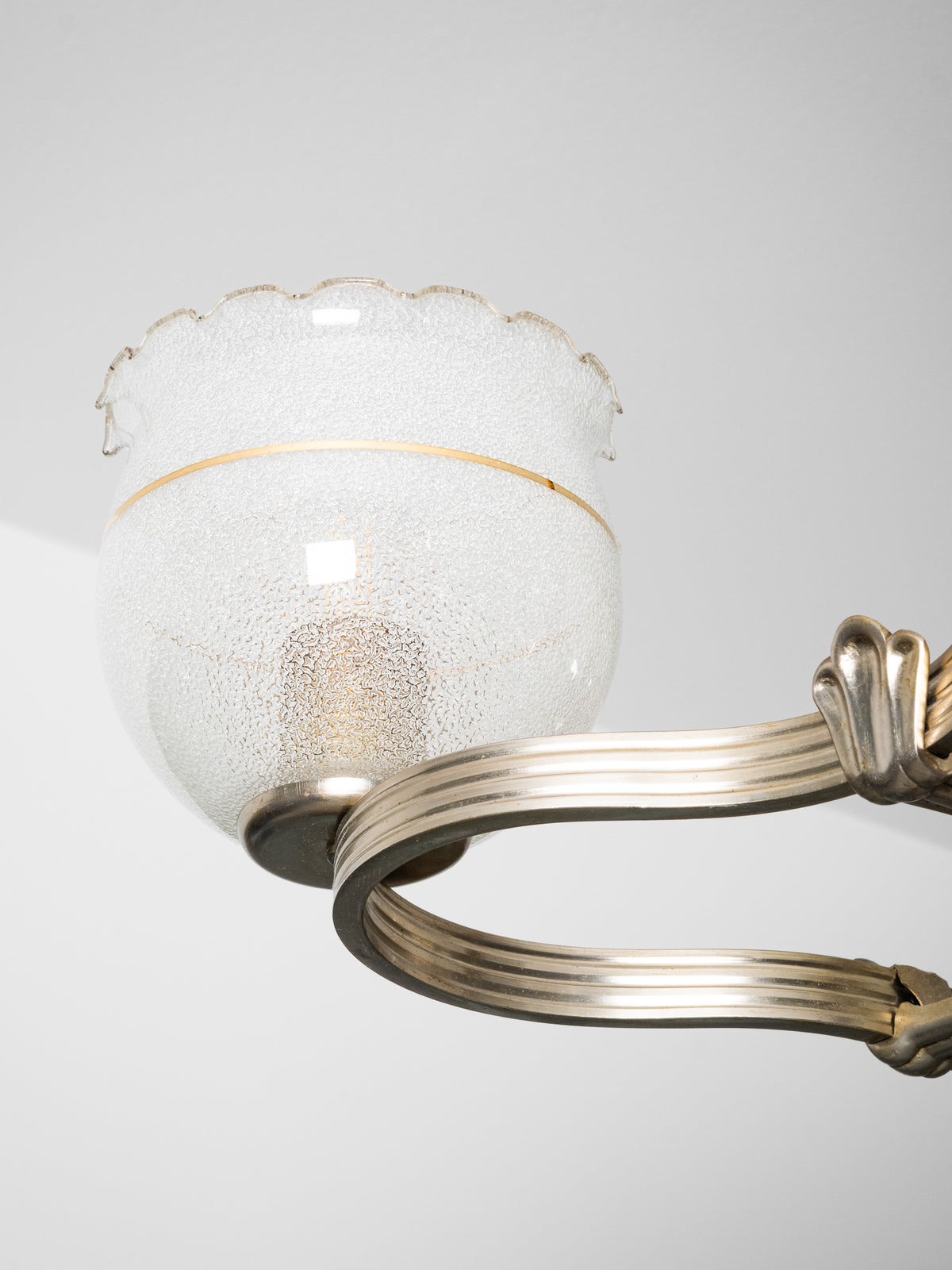 Finnish Art Deco Nickel-Plated Brass, String &amp; Glass Chandelier, 1930s