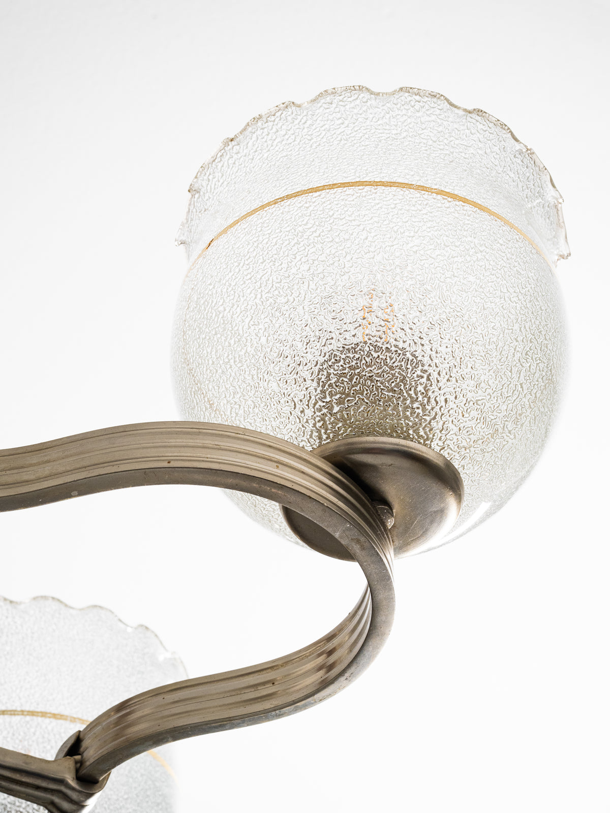 Finnish Art Deco Nickel-Plated Brass, String &amp; Glass Chandelier, 1930s