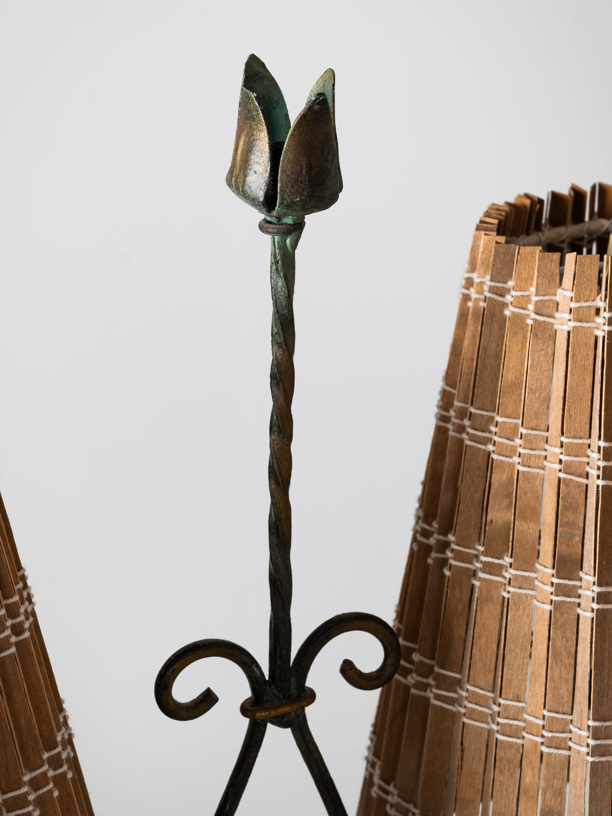 Wrought Iron &amp; Wood-Slate Floor Lamp by Taidetakomo Hakkarainen, Finland, 1930s