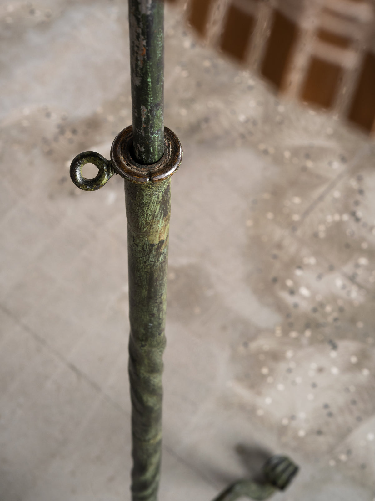Wrought Iron &amp; Wood-Slate Floor Lamp by Taidetakomo Hakkarainen, Finland, 1930s