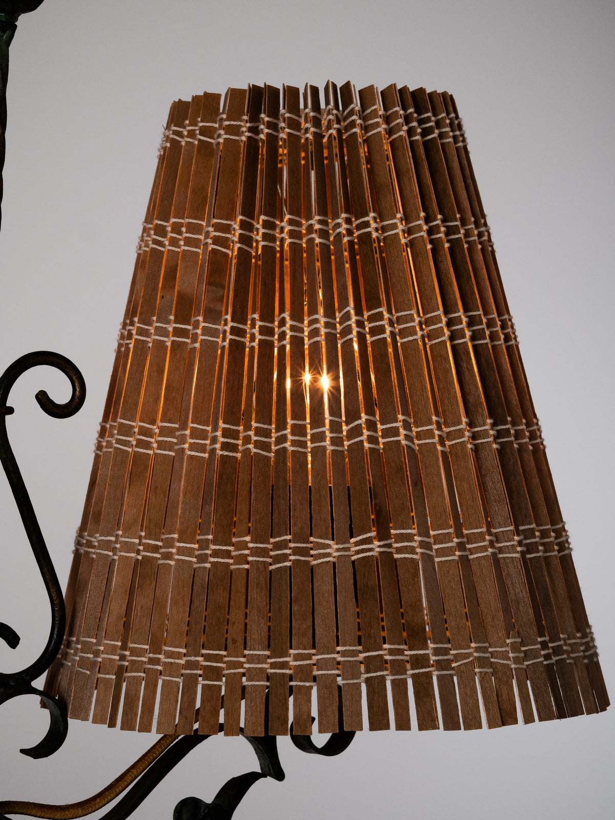 Wrought Iron &amp; Wood-Slate Floor Lamp by Taidetakomo Hakkarainen, Finland, 1930s