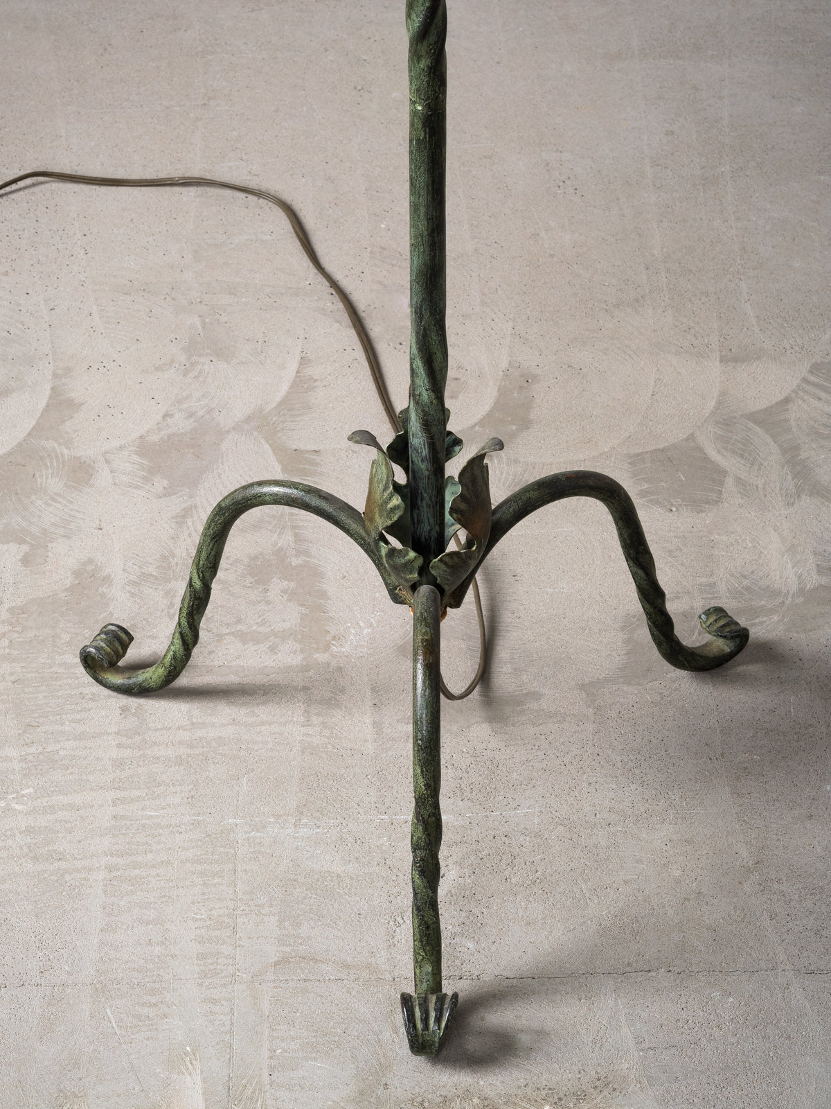 Wrought Iron &amp; Wood-Slate Floor Lamp by Taidetakomo Hakkarainen, Finland, 1930s