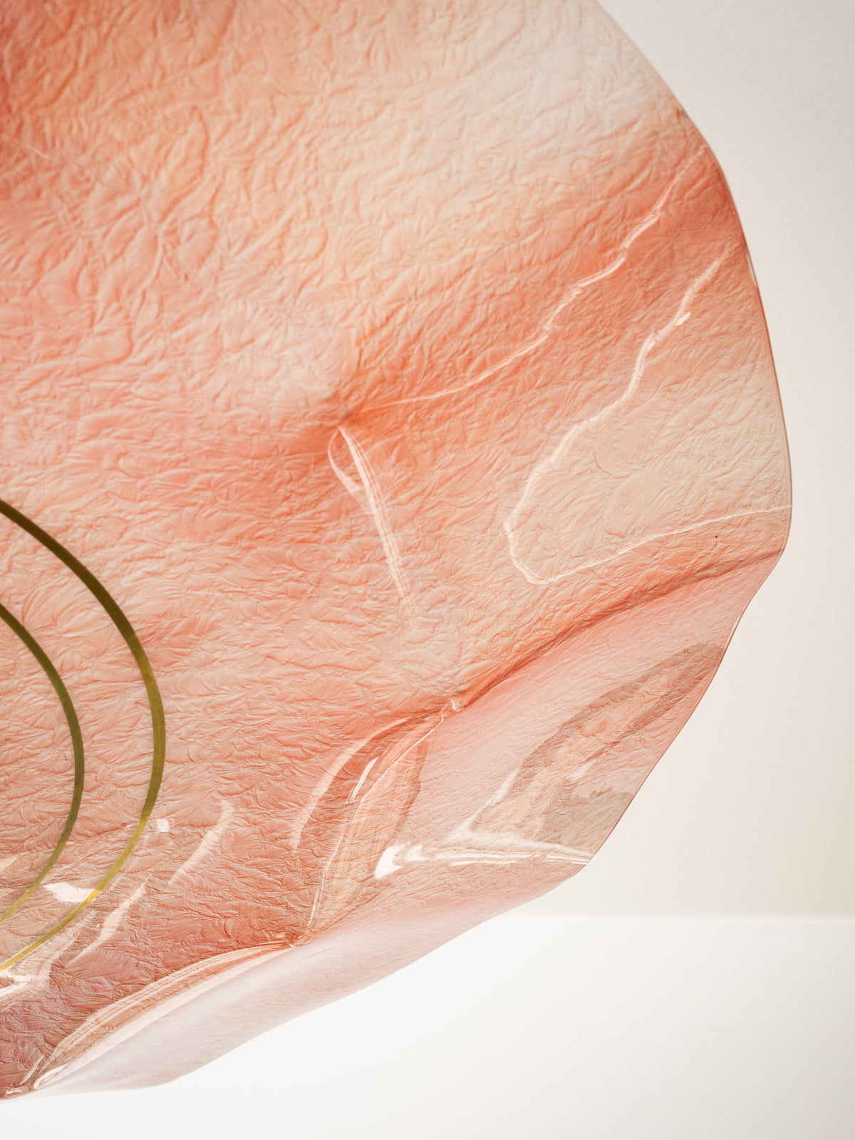 Pink Glass &amp; Brass Chandelier by Valinte, Finland, 1950s
