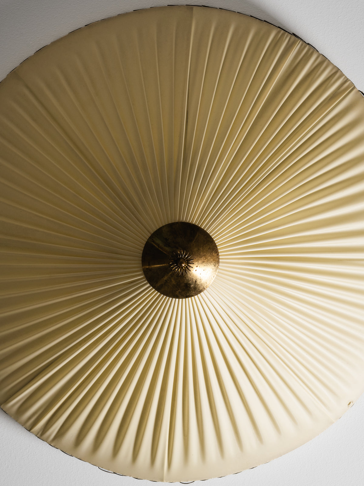 Large Brass and Synthetic Textile Flush Mount, Finland, 1950s