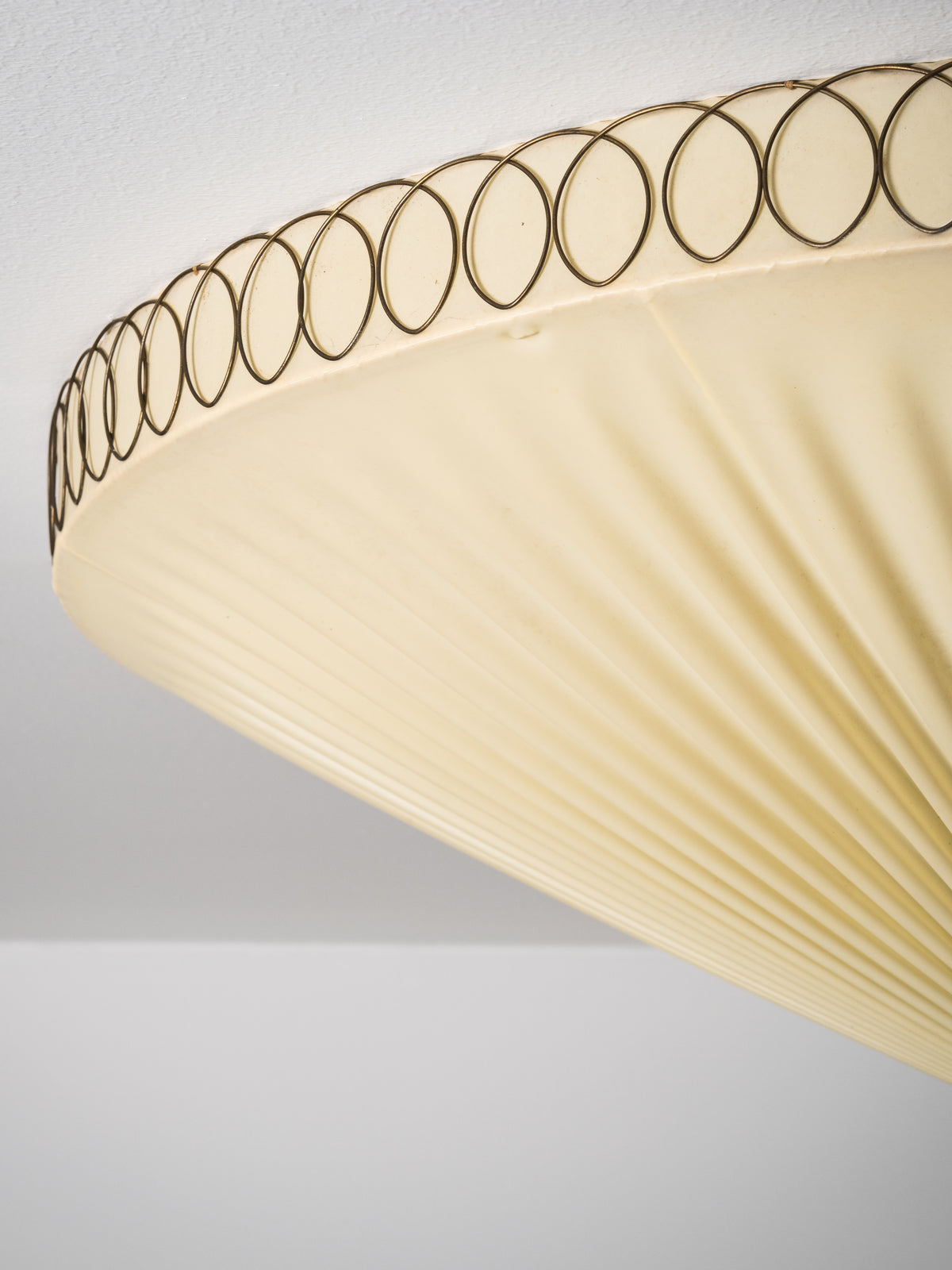 Large Brass and Synthetic Textile Flush Mount, Finland, 1950s