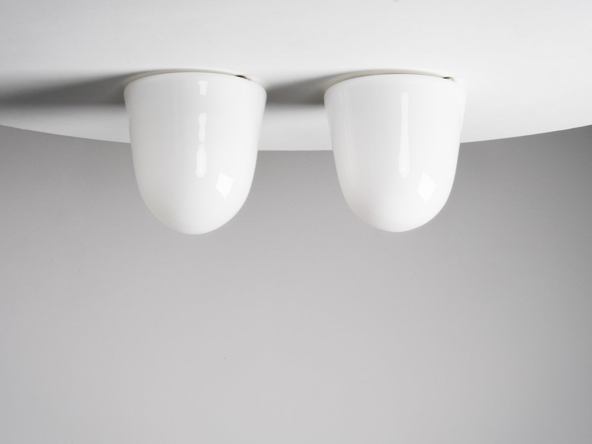 Pair of Paavo Tynell ’80112-25’ Milk Glass Ceiling Lights, Idman, Finland, 1950s