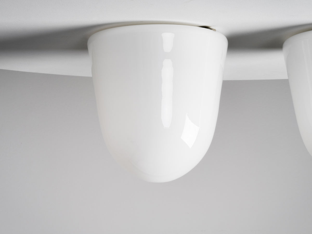 Pair of Paavo Tynell ’80112-25’ Milk Glass Ceiling Lights, Idman, Finland, 1950s