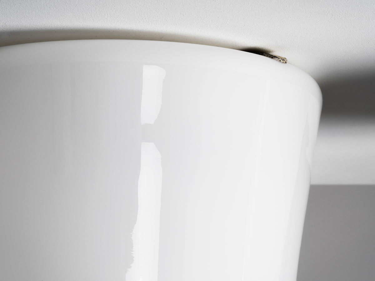 Pair of Paavo Tynell ’80112-25’ Milk Glass Ceiling Lights, Idman, Finland, 1950s