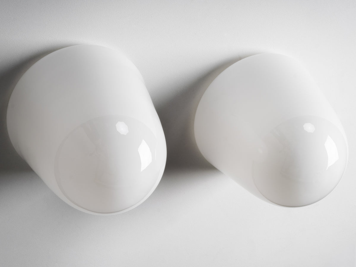 Pair of Paavo Tynell ’80112-25’ Milk Glass Ceiling Lights, Idman, Finland, 1950s