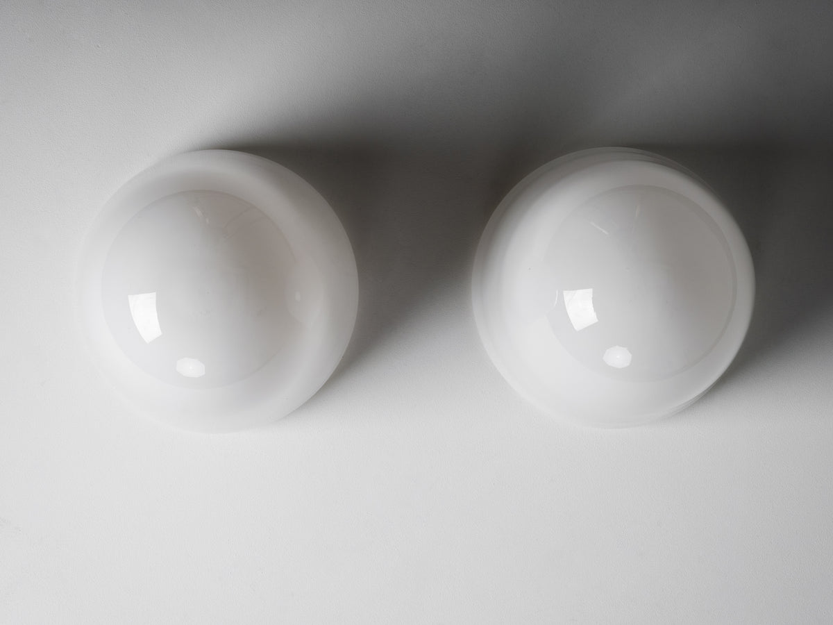 Pair of Paavo Tynell ’80112-25’ Milk Glass Ceiling Lights, Idman, Finland, 1950s