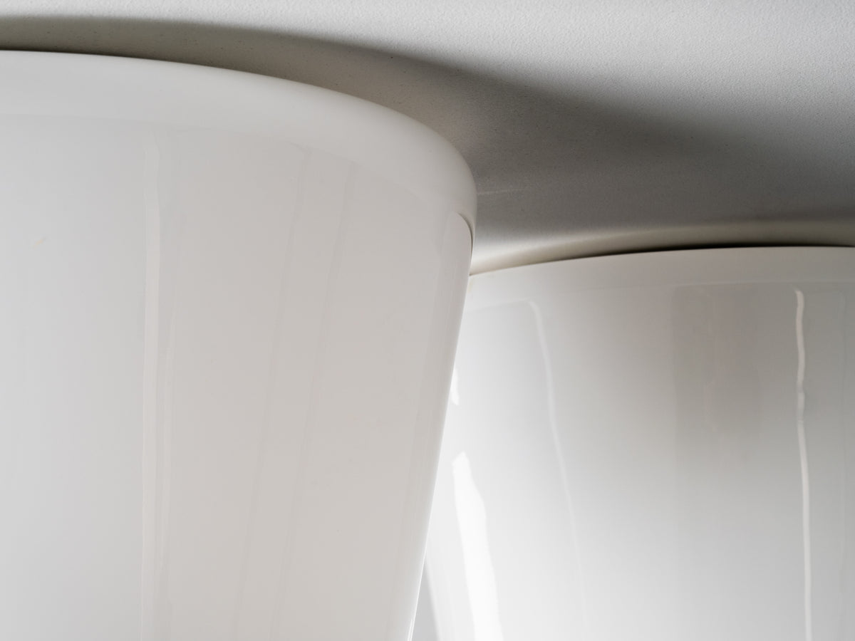 Pair of Paavo Tynell ’80112-25’ Milk Glass Ceiling Lights, Idman, Finland, 1950s