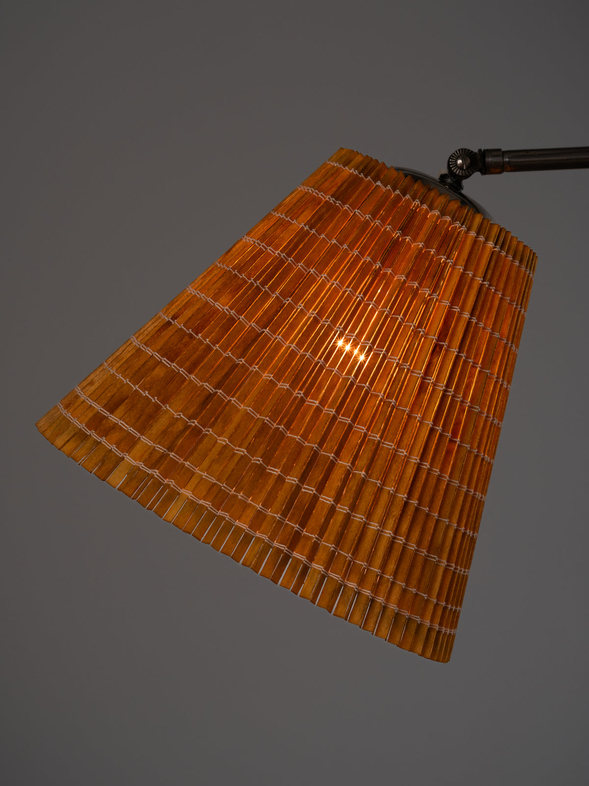 Curved Birch &amp; Metal Floor Lamp Model G-50 by Lindström, Finland, 1950s