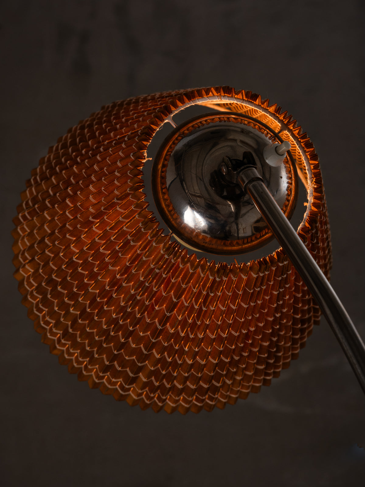 Curved Birch &amp; Metal Floor Lamp Model G-50 by Lindström, Finland, 1950s