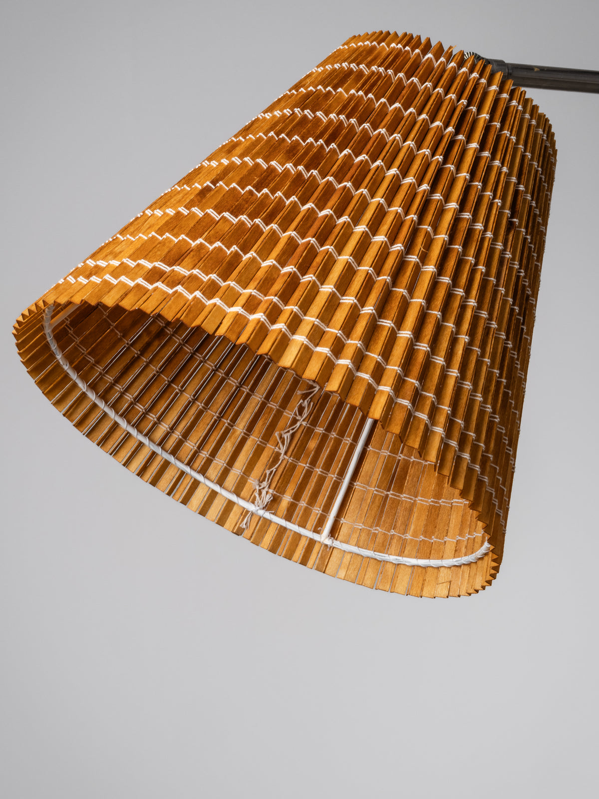 Curved Birch &amp; Metal Floor Lamp Model G-50 by Lindström, Finland, 1950s