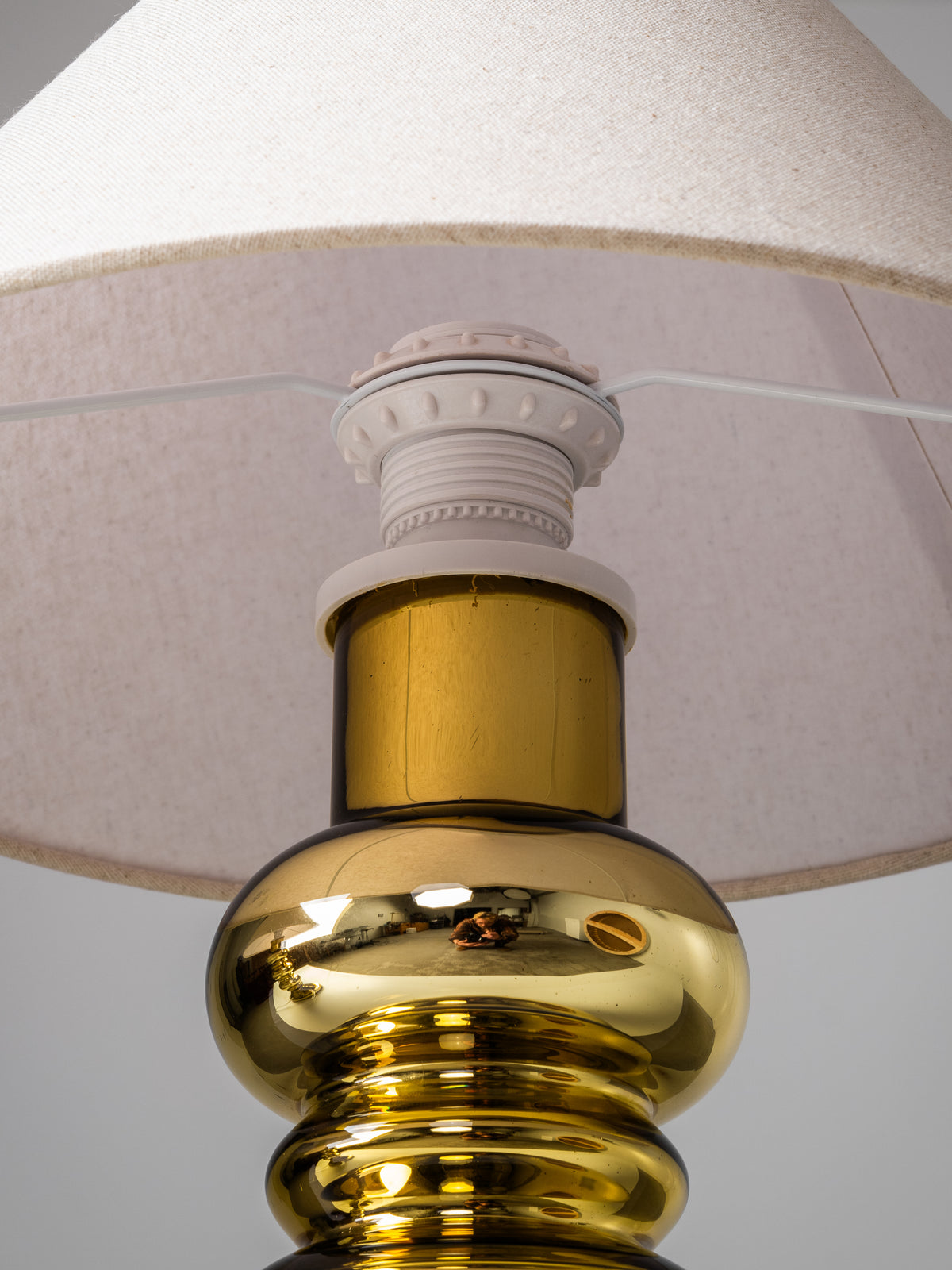 Pair of Golden Art Glass Table Lamps by Flygsfors, Sweden, 1960s