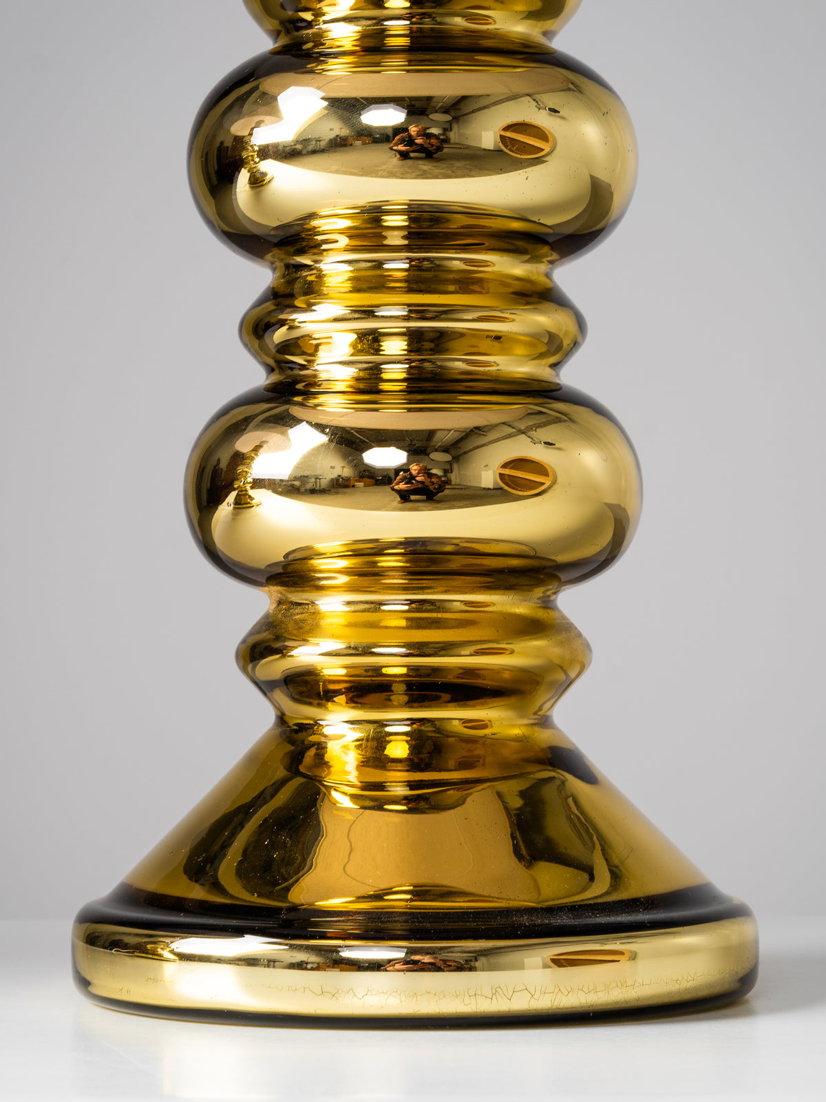 Pair of Golden Art Glass Table Lamps by Flygsfors, Sweden, 1960s