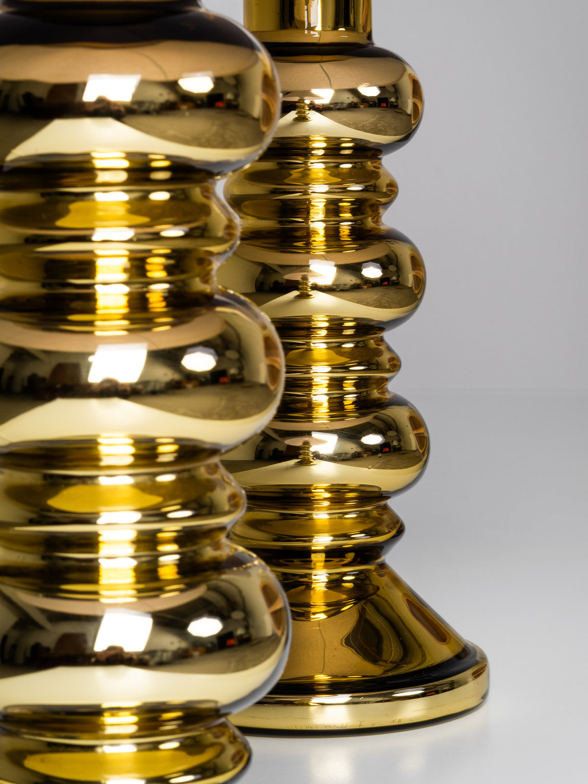 Pair of Golden Art Glass Table Lamps by Flygsfors, Sweden, 1960s