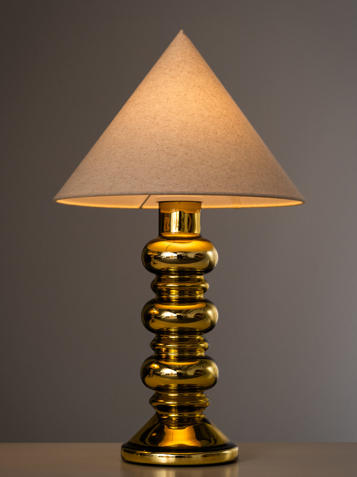 Pair of Golden Art Glass Table Lamps by Flygsfors, Sweden, 1960s