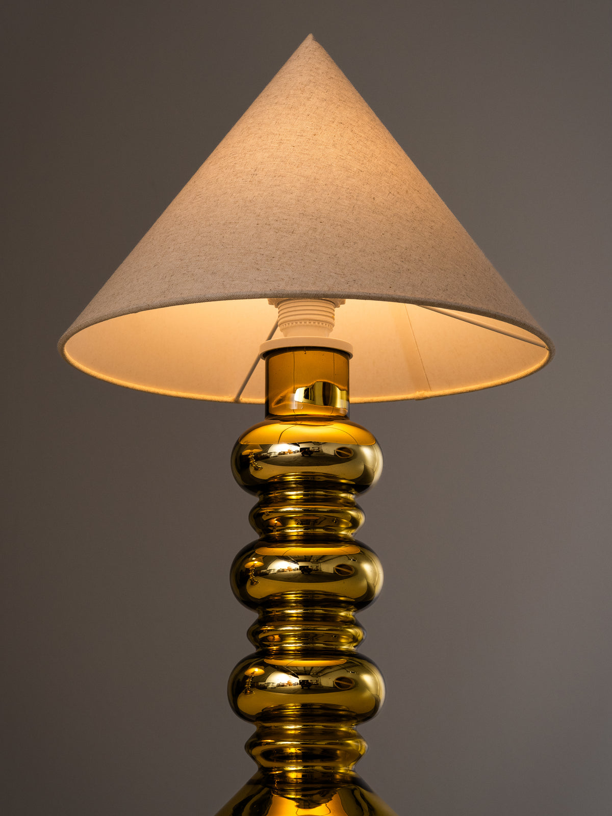 Pair of Golden Art Glass Table Lamps by Flygsfors, Sweden, 1960s