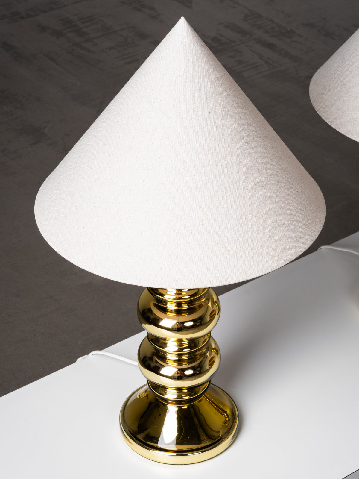 Pair of Golden Art Glass Table Lamps by Flygsfors, Sweden, 1960s