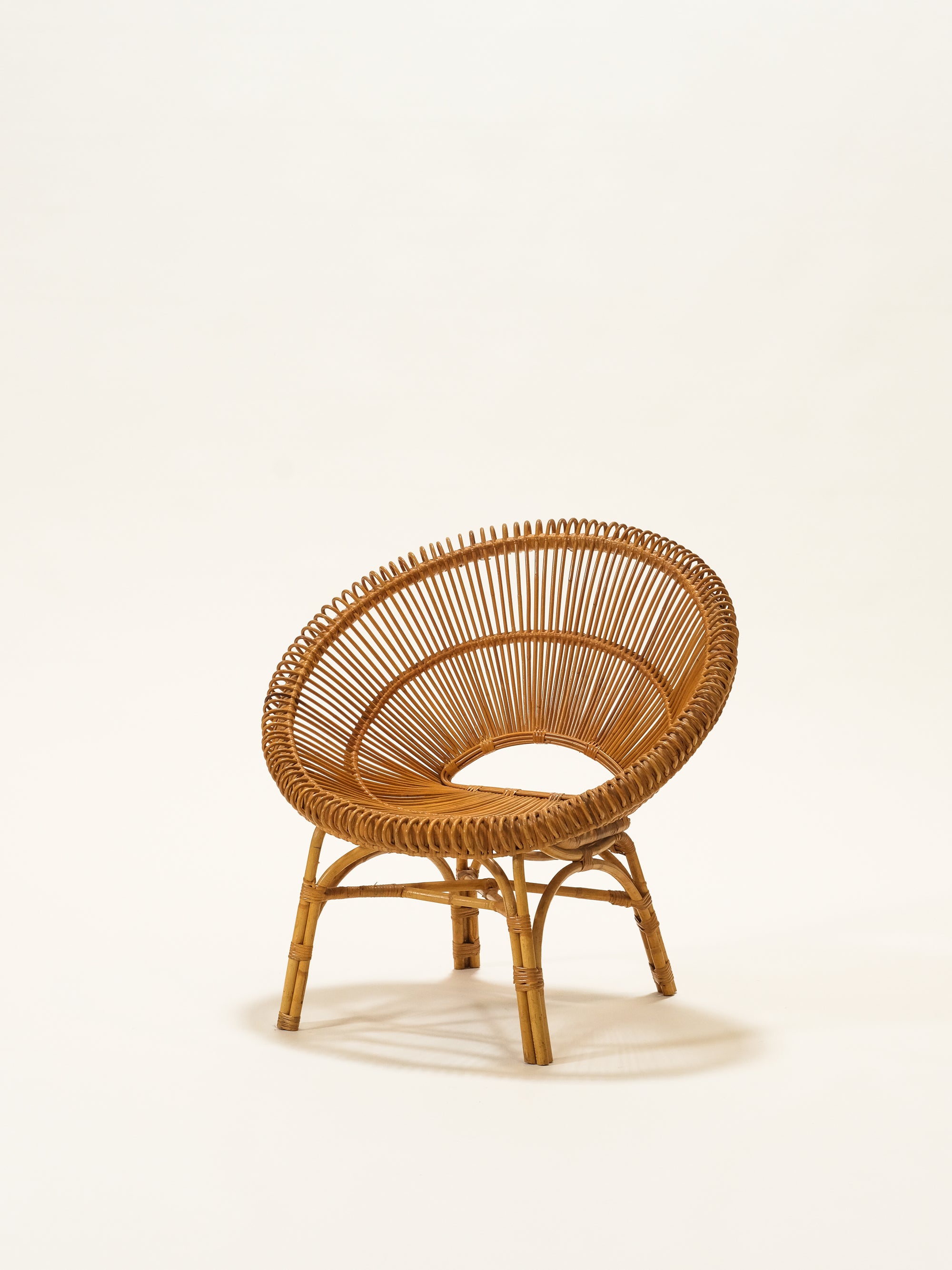 Mid-Century Round Rattan Chair