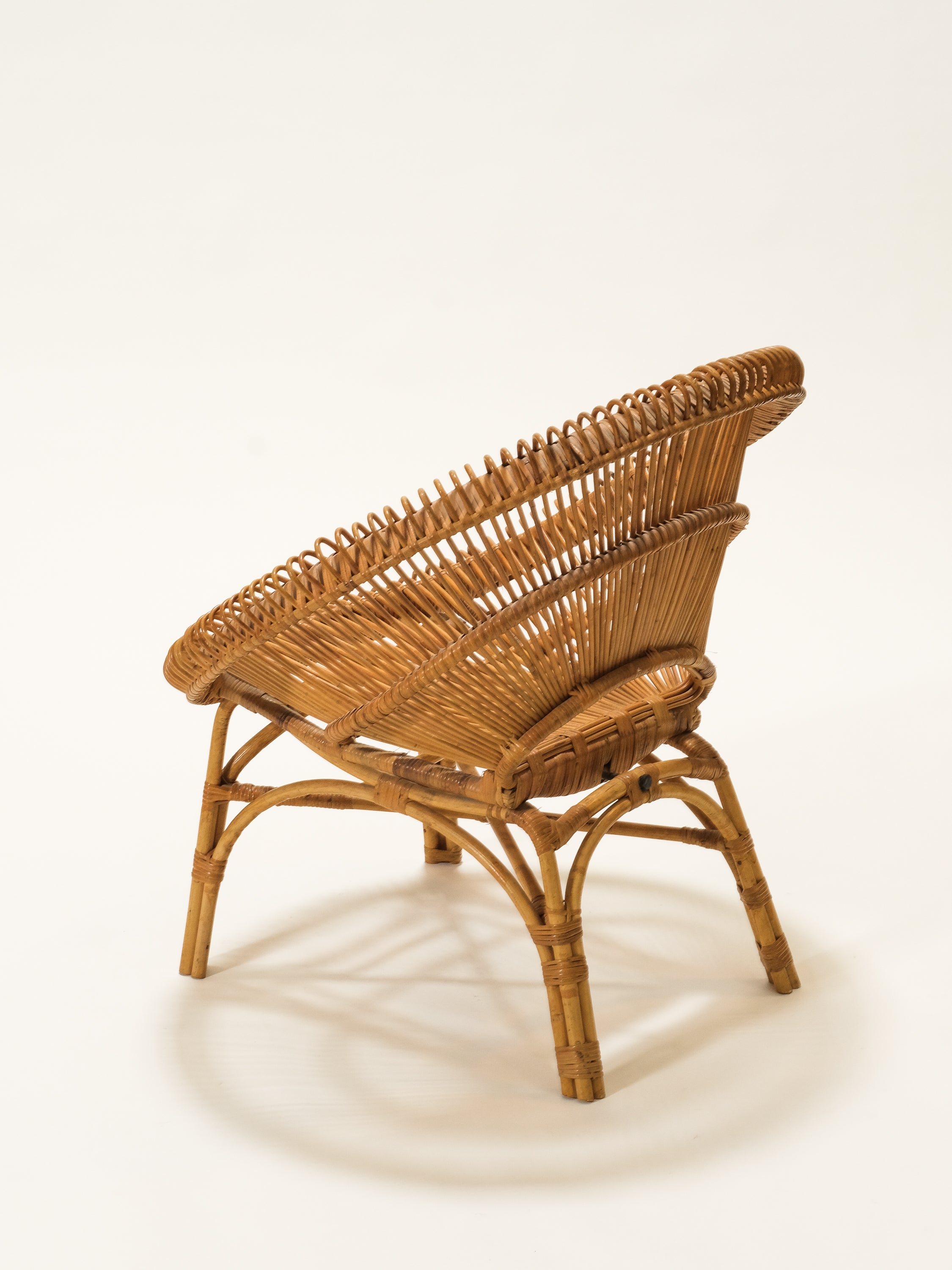 Mid-Century Round Rattan Chair