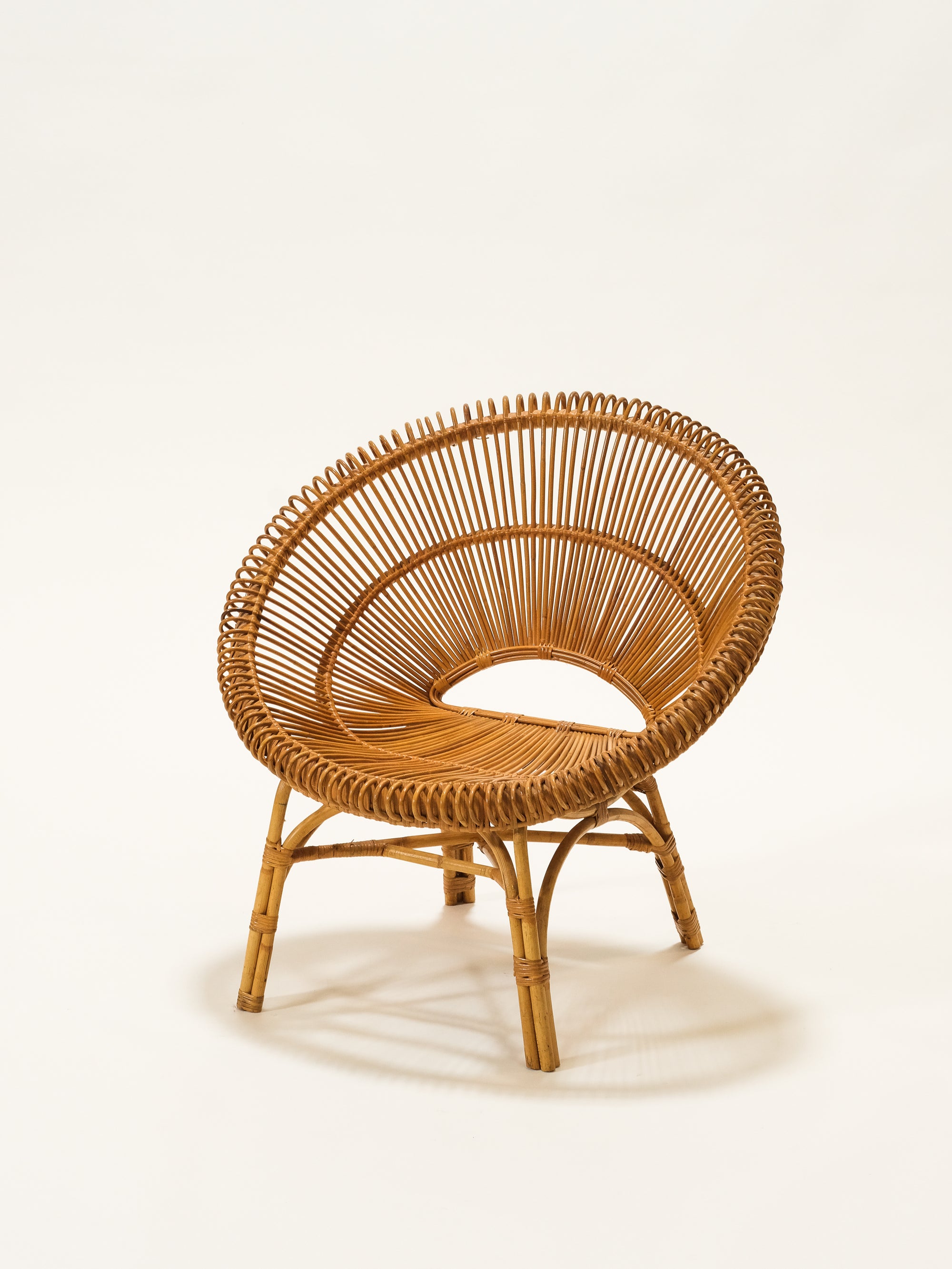 Mid-Century Round Rattan Chair