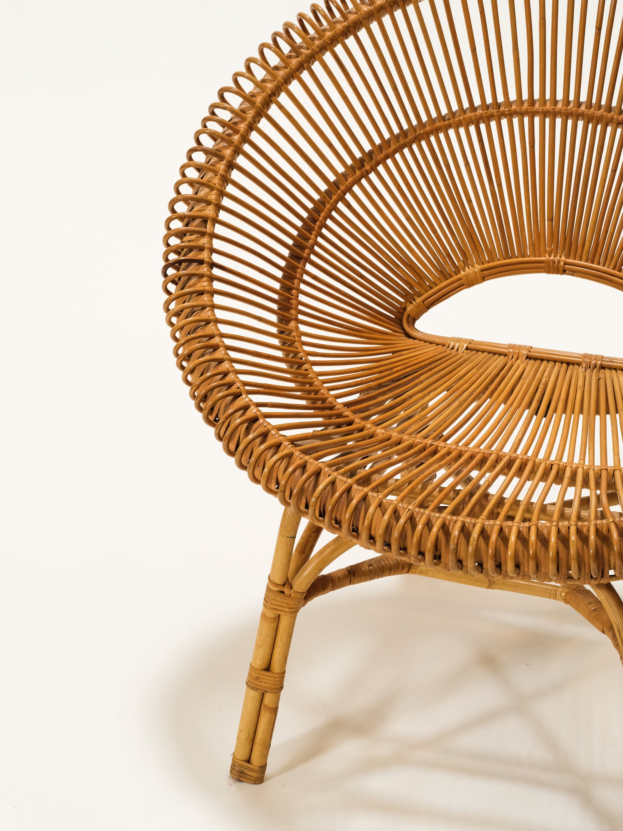 Mid-Century Round Rattan Chair