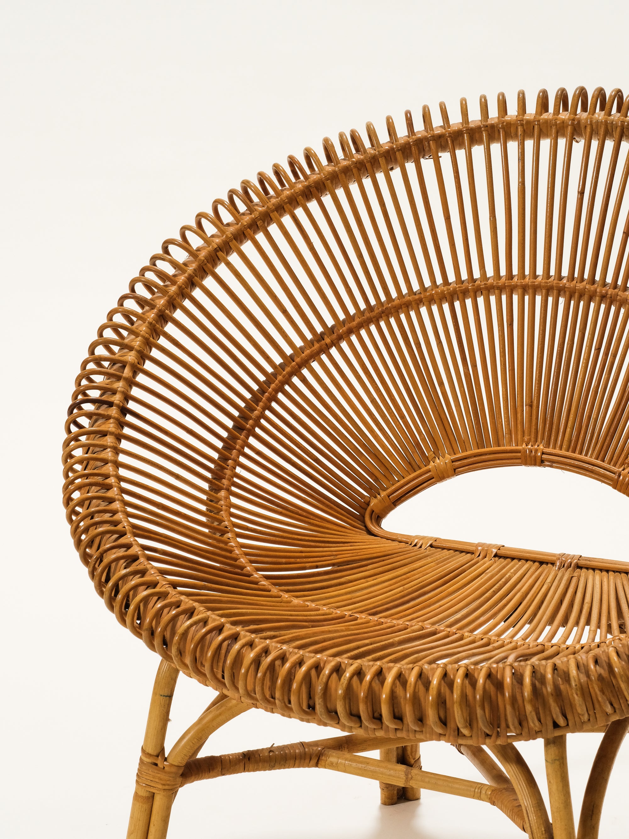 Mid-Century Round Rattan Chair