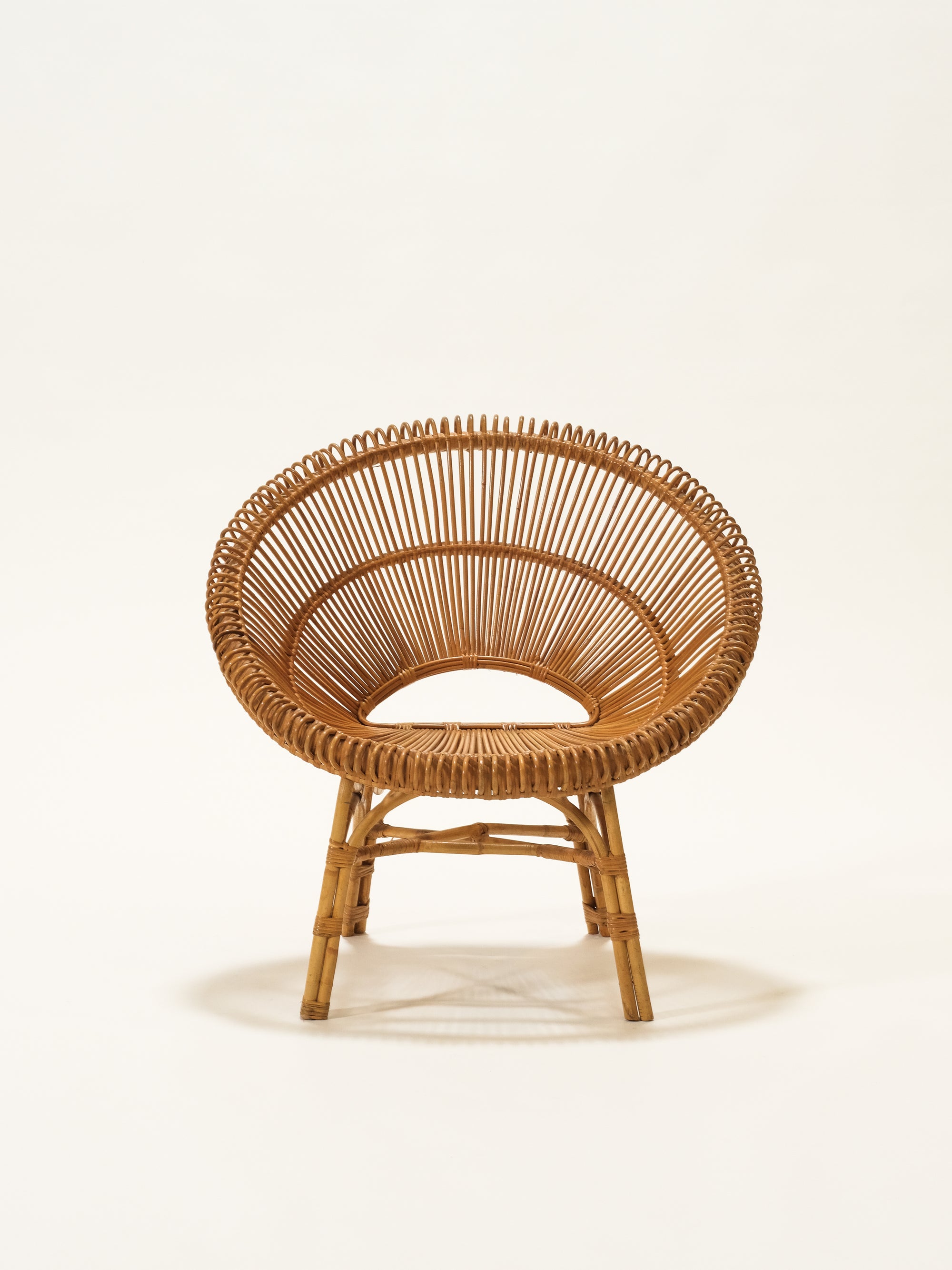 Mid-Century Round Rattan Chair