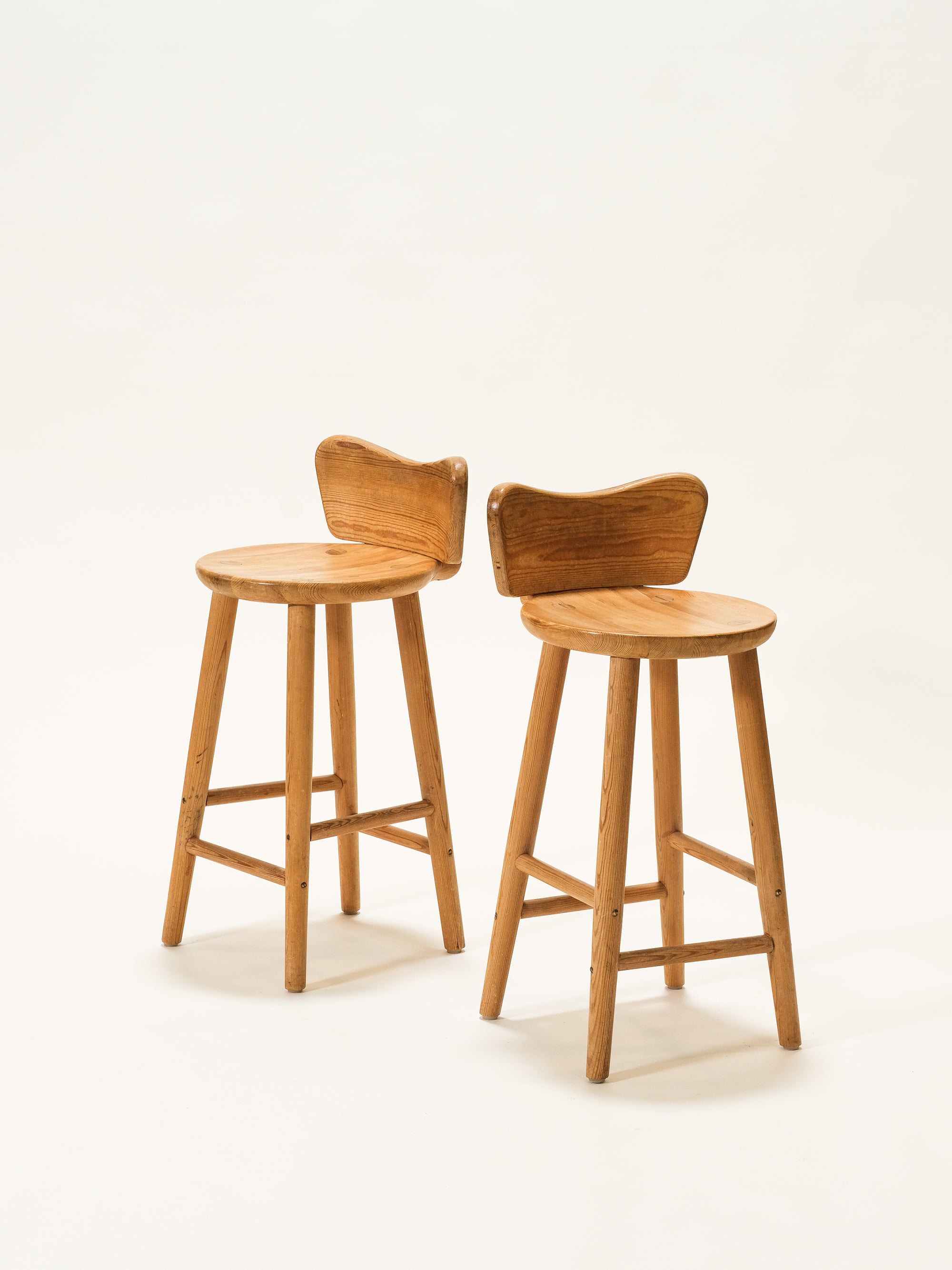 Mid-Century Pine Barstools