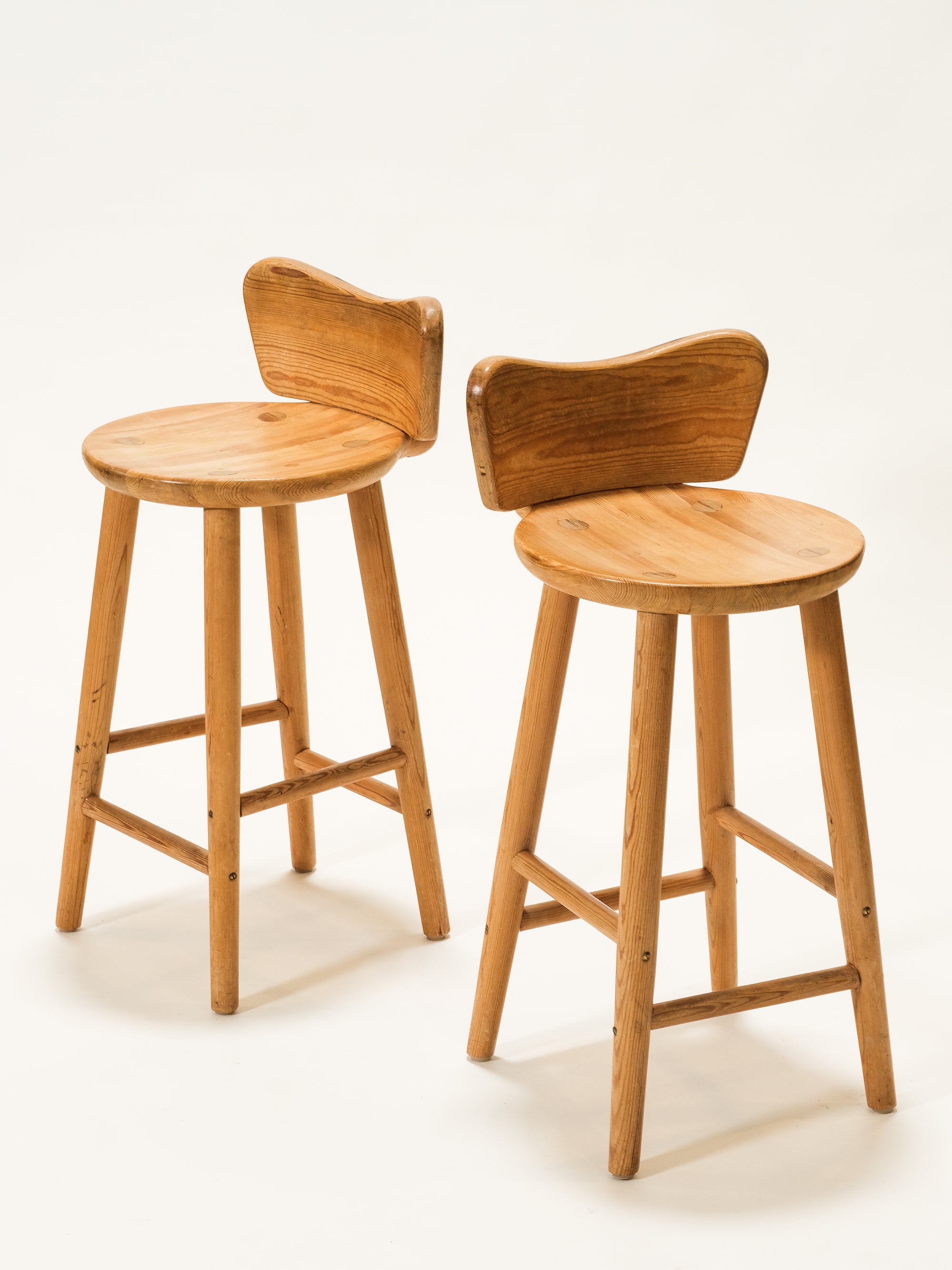 Mid-Century Pine Barstools