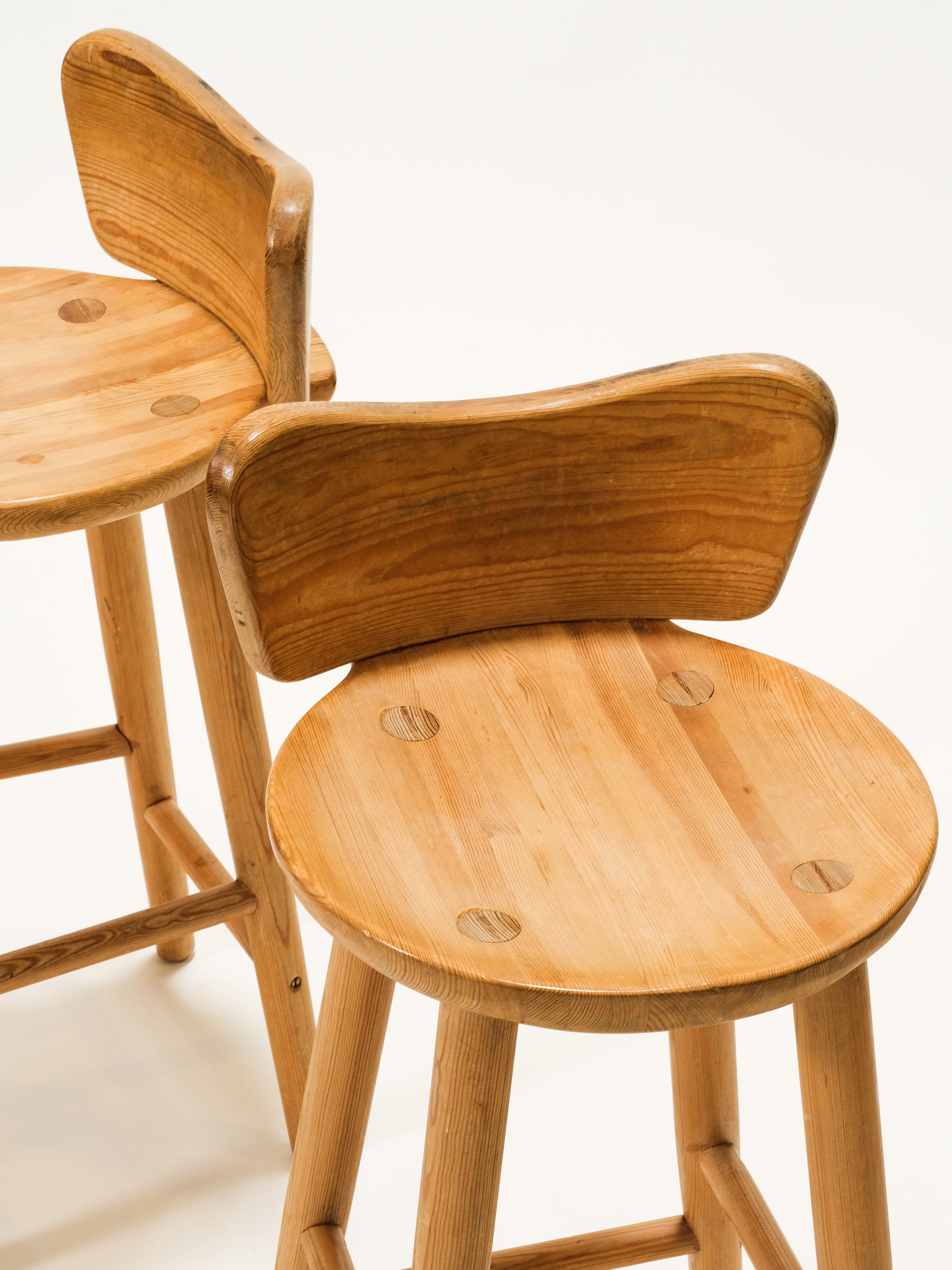 Mid-Century Pine Barstools