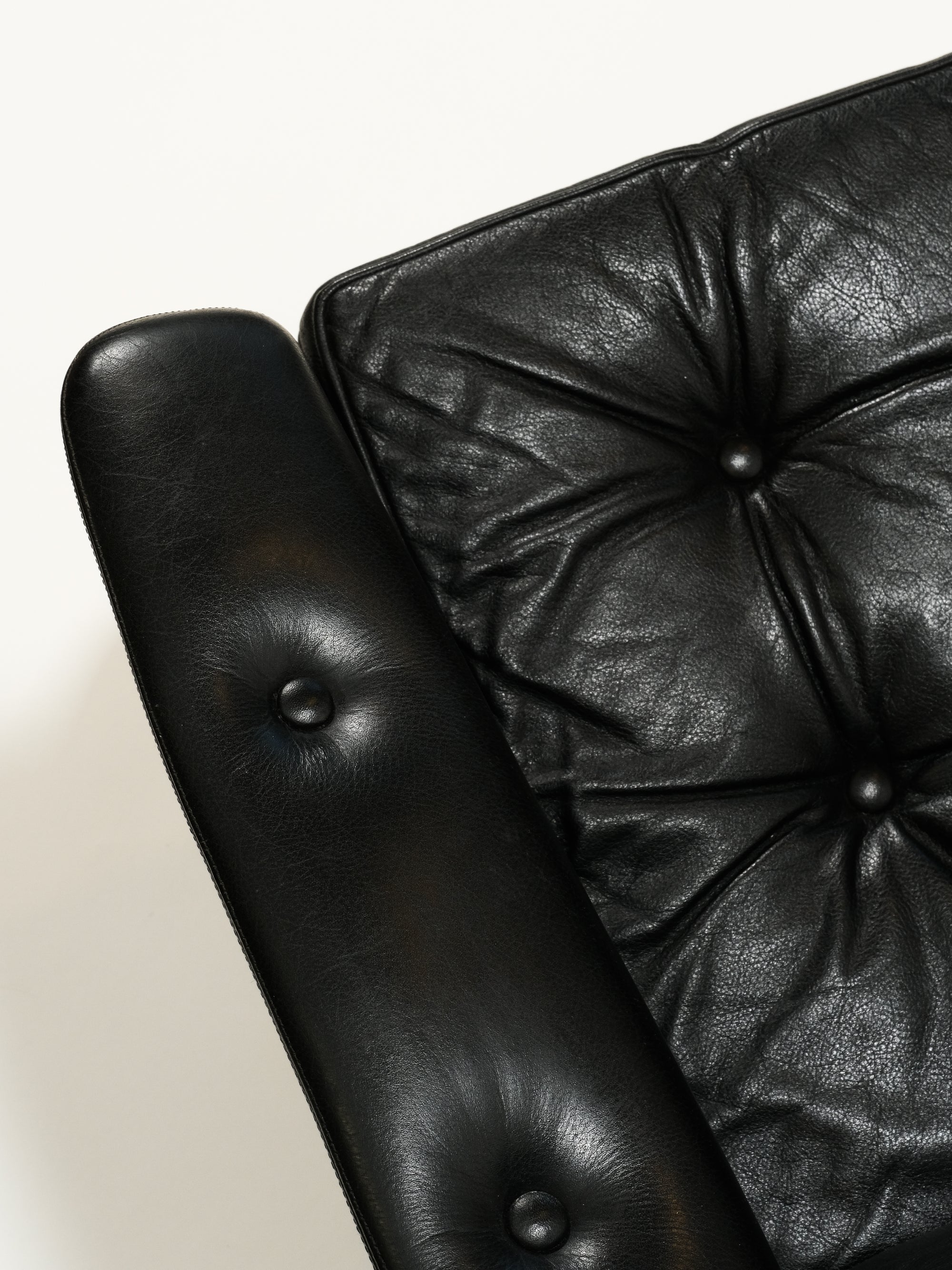 Black Leather Swivel Lounge Chair, 1960s