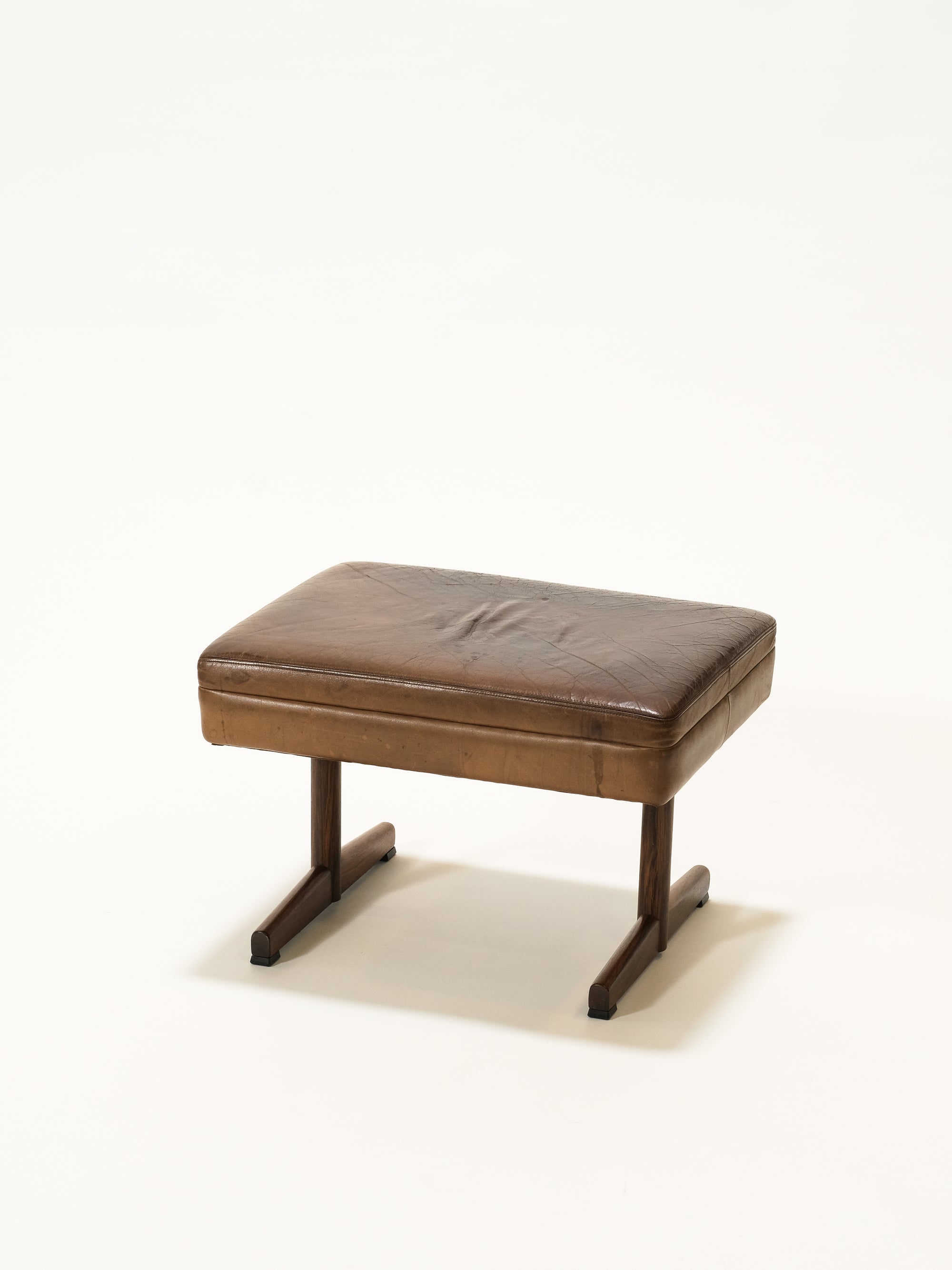 Leather Ottoman by Fredrik Kayser, Norway, 1960s