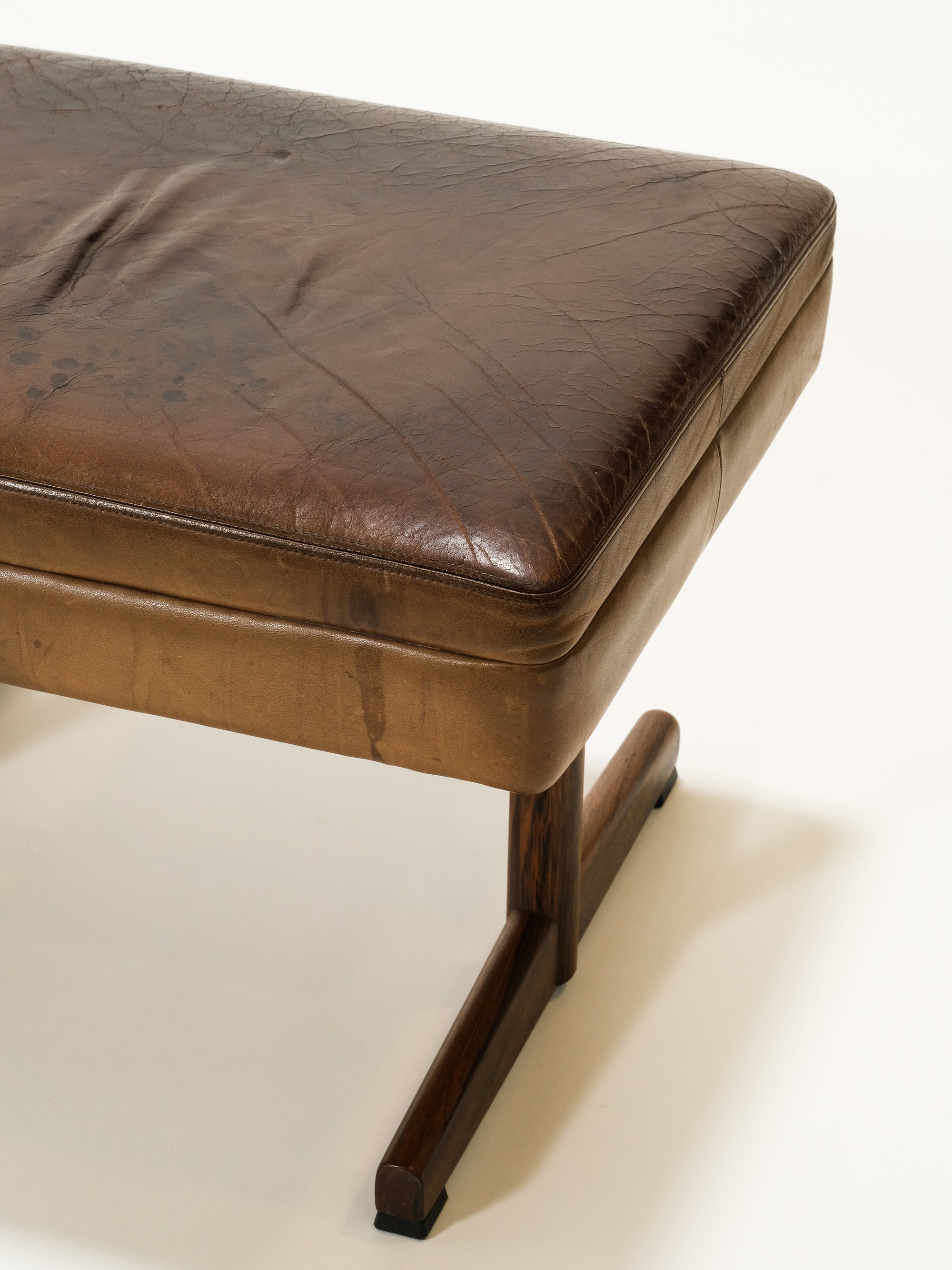 Leather Ottoman by Fredrik Kayser, Norway, 1960s