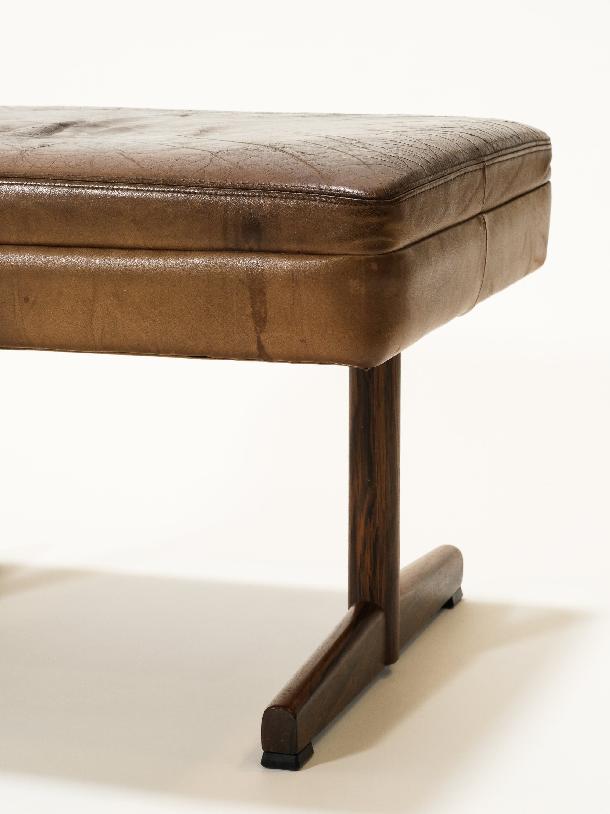 Leather Ottoman by Fredrik Kayser, Norway, 1960s